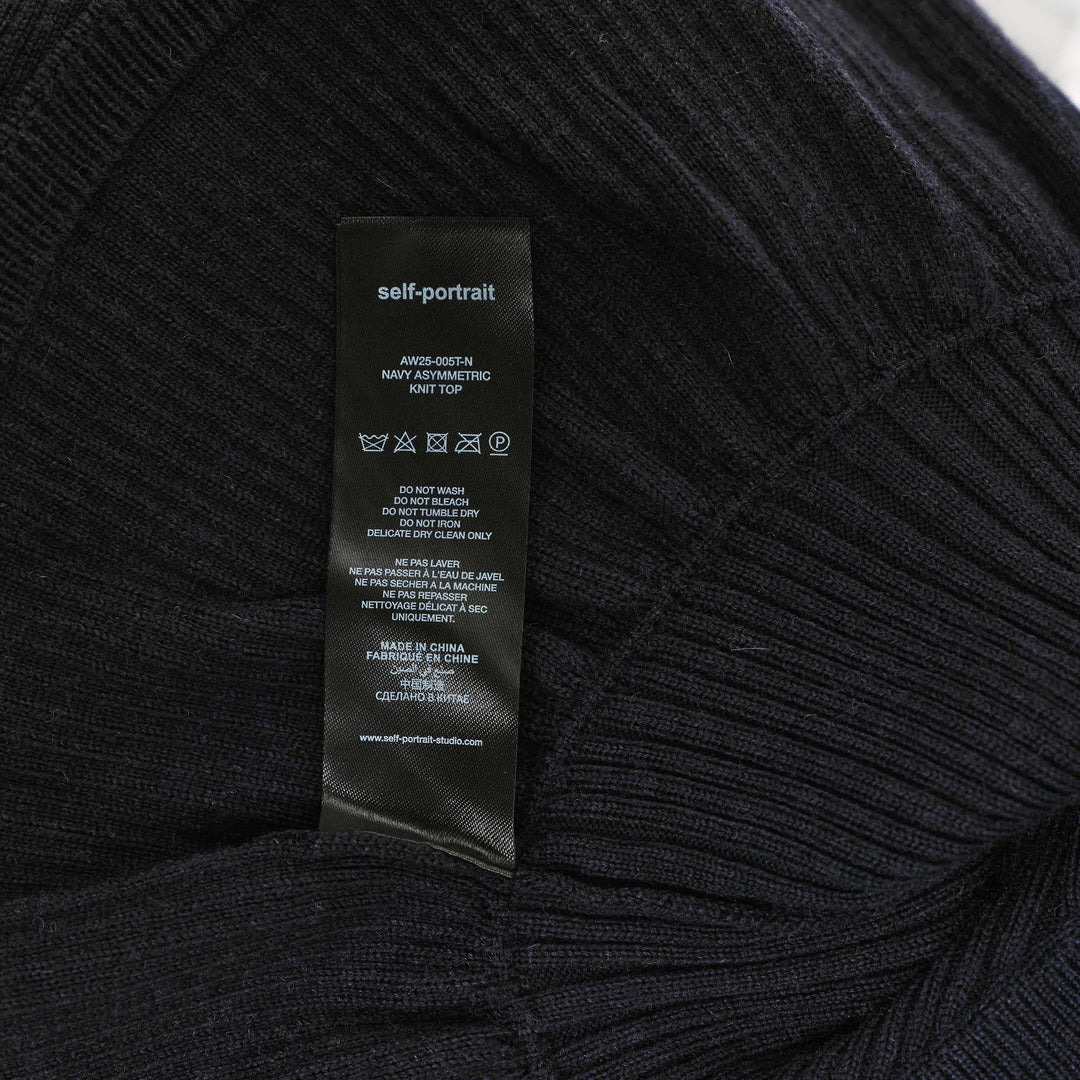 Navy Asymmetric Knit Top - 3