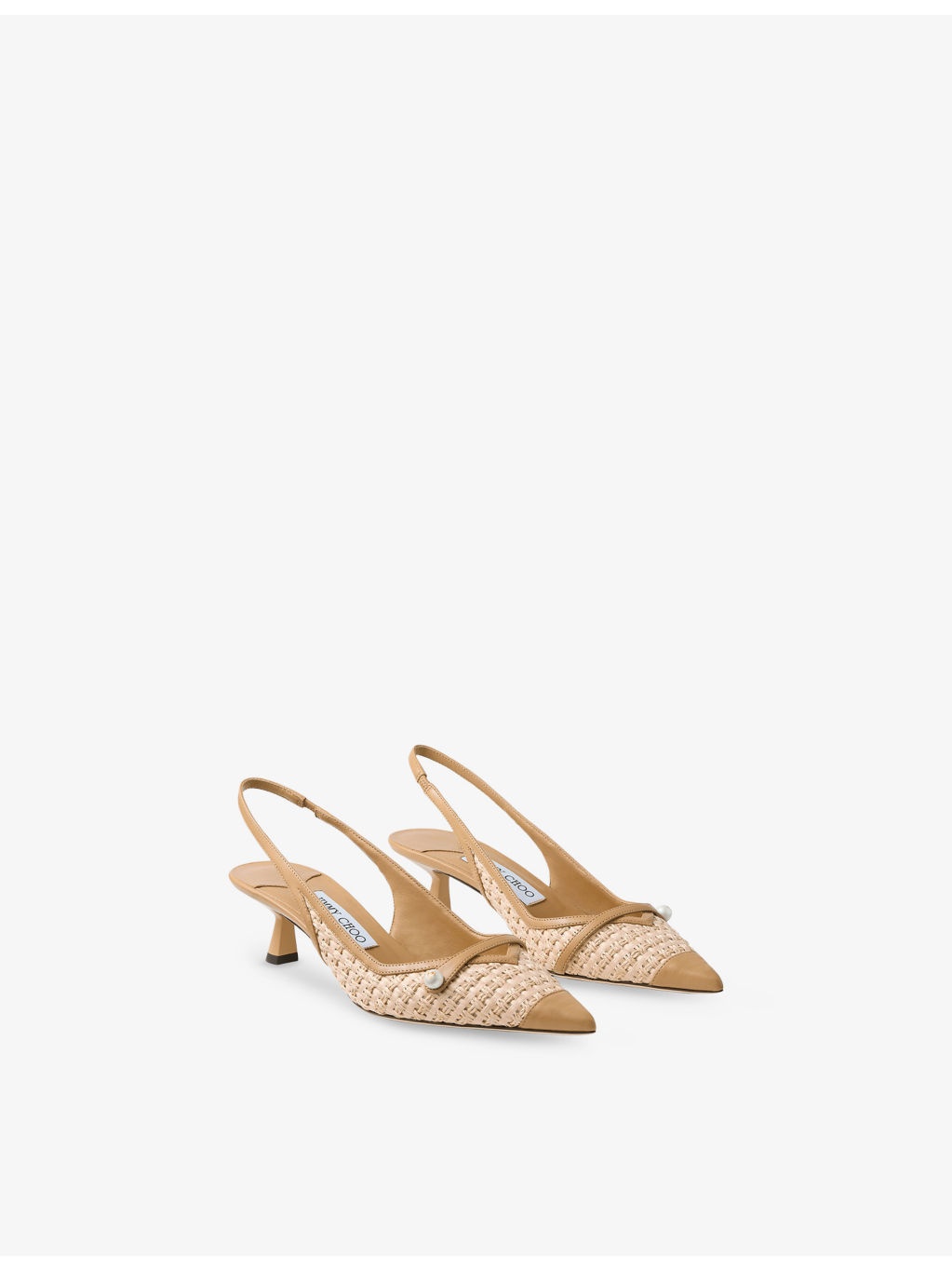 Amita 45 Leather and Raffia Heeled Mules - 3