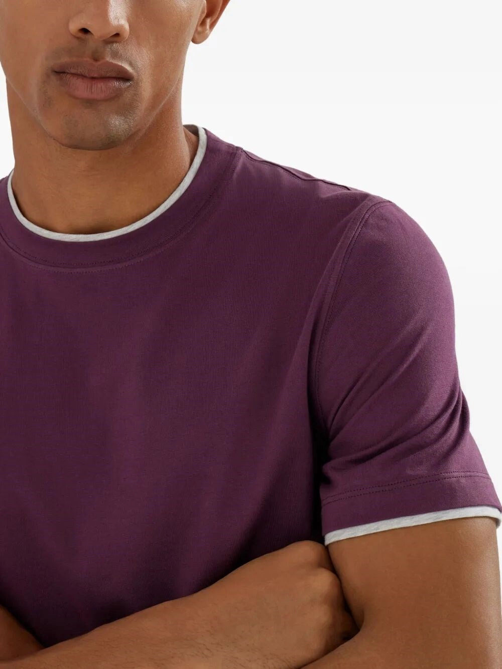 Brunello Cucinelli Men T-Shirt With Faux-Layering - 3