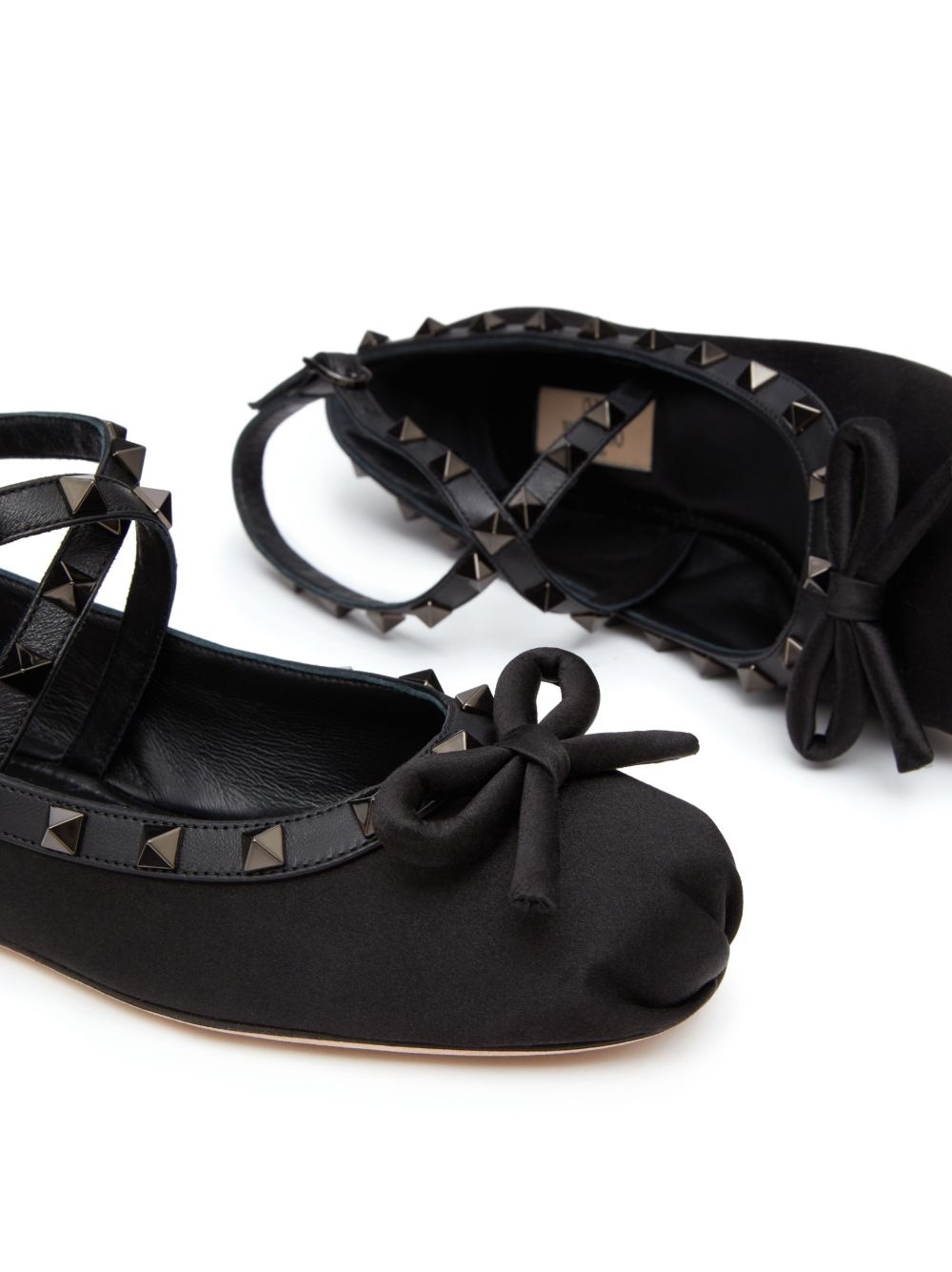 Garavani Rockstud Bow Detailed Ballerina Shoes "Black" - 5