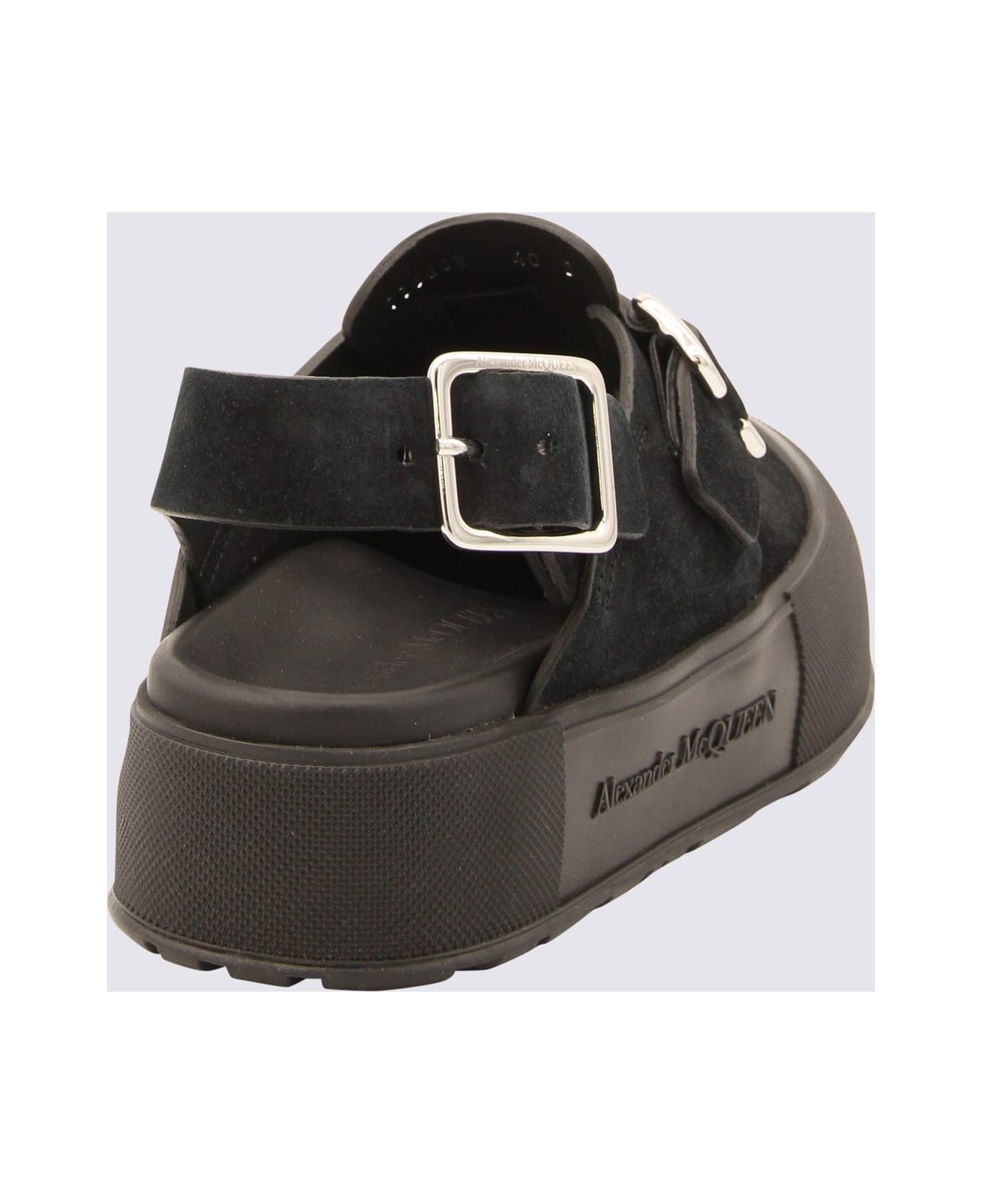 Alexander McQueen Black Suede Mount Slick Sabot Sandals
