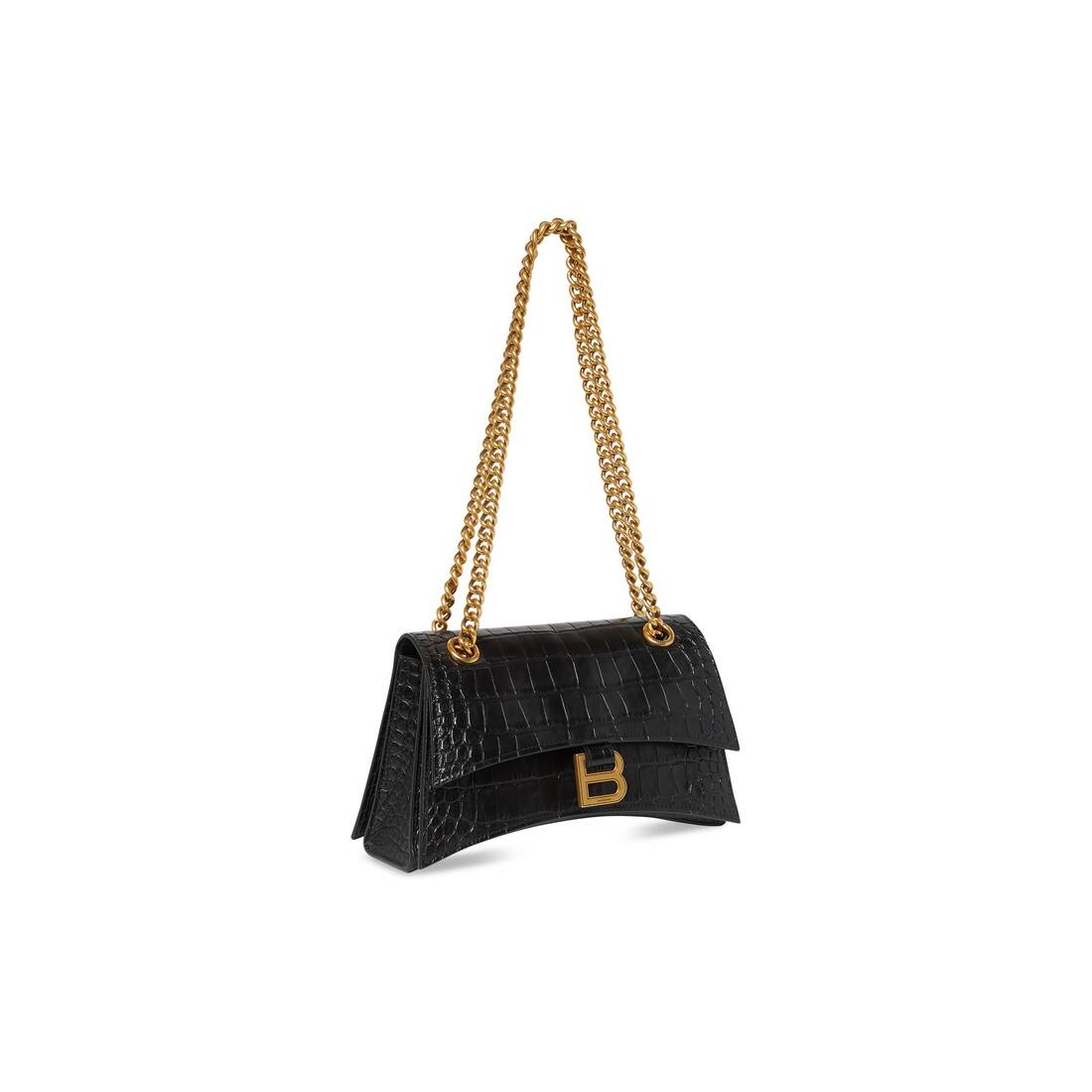 Women's Crush Small Chain Bag Crocodile Embossed  in Black - 3