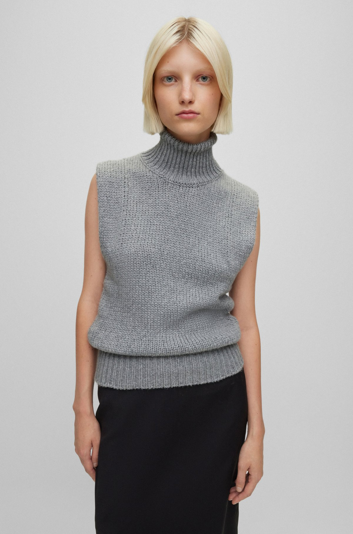 COTTON AND WOOL-BLEND ROLLNECK SWEATER VEST - 2