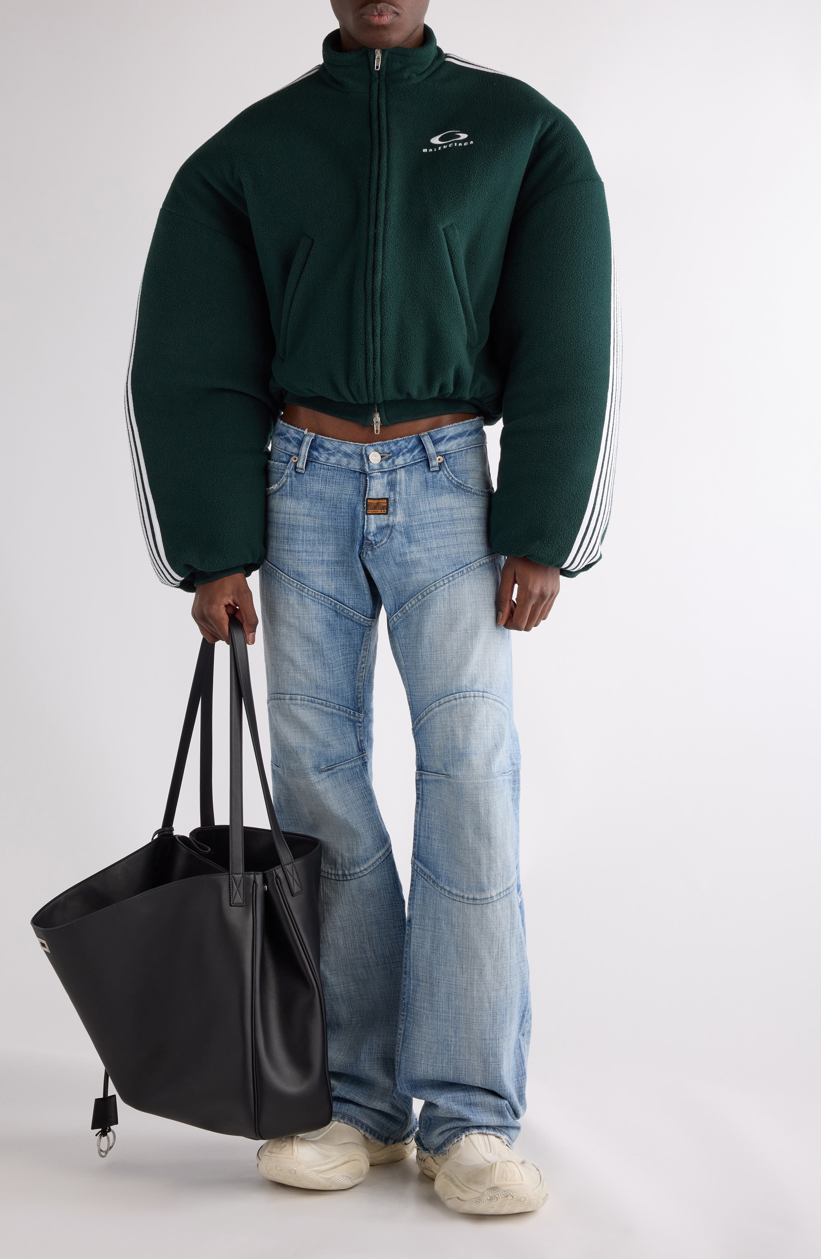 Balenciaga Fitted Low Rise Bootcut Jeans in 4200 Blue at Nordstrom - 2