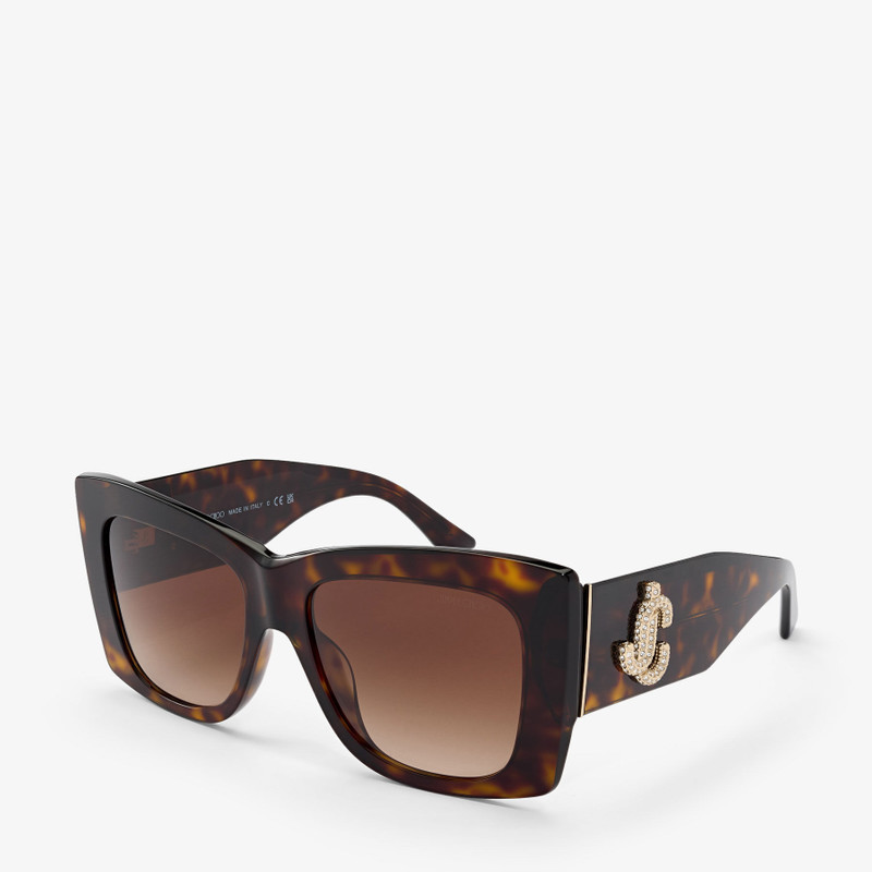 JIMMY CHOO Juliana 
Brown Havana Square Sunglasses outlook