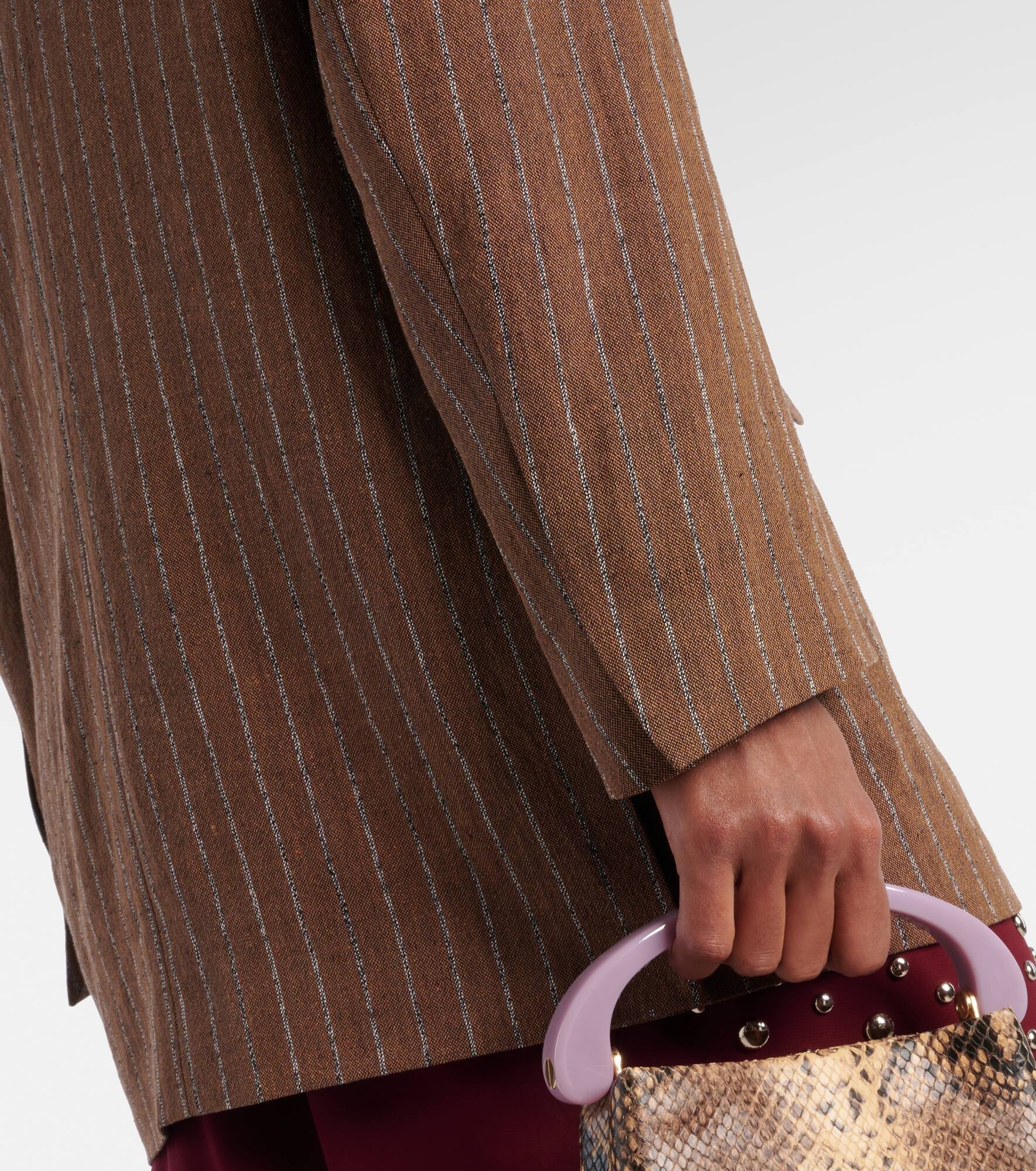 Striped linen-blend blazer - 5