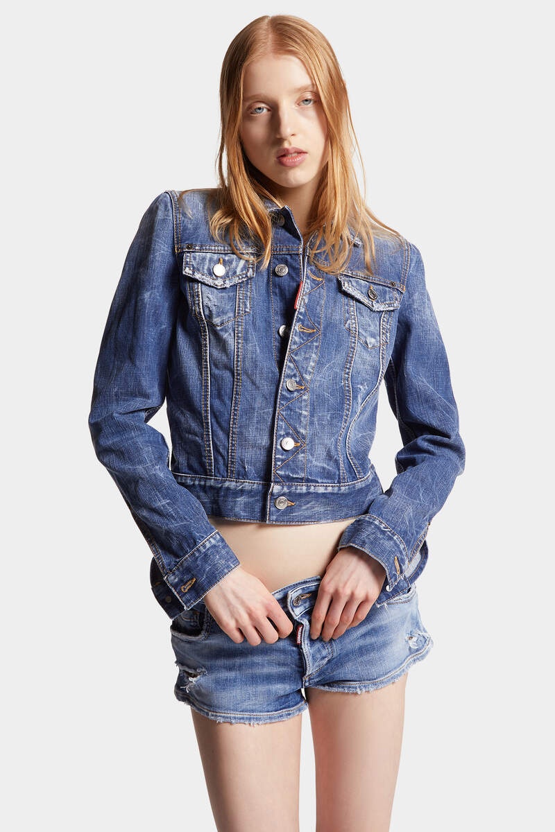 MEDIUM REFLECTIVE LAKE WASH DENIM WORKER JACKET - 3