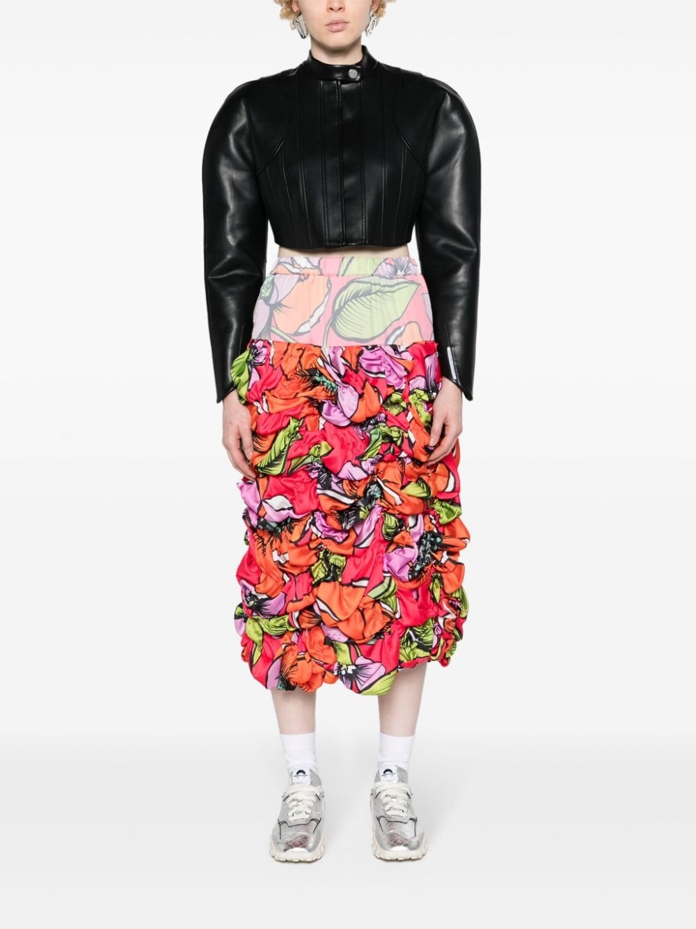 floral-print ruched midi skirt - 2