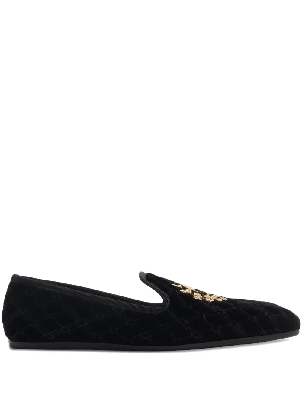 quilted crest-embroidery loafers - 1