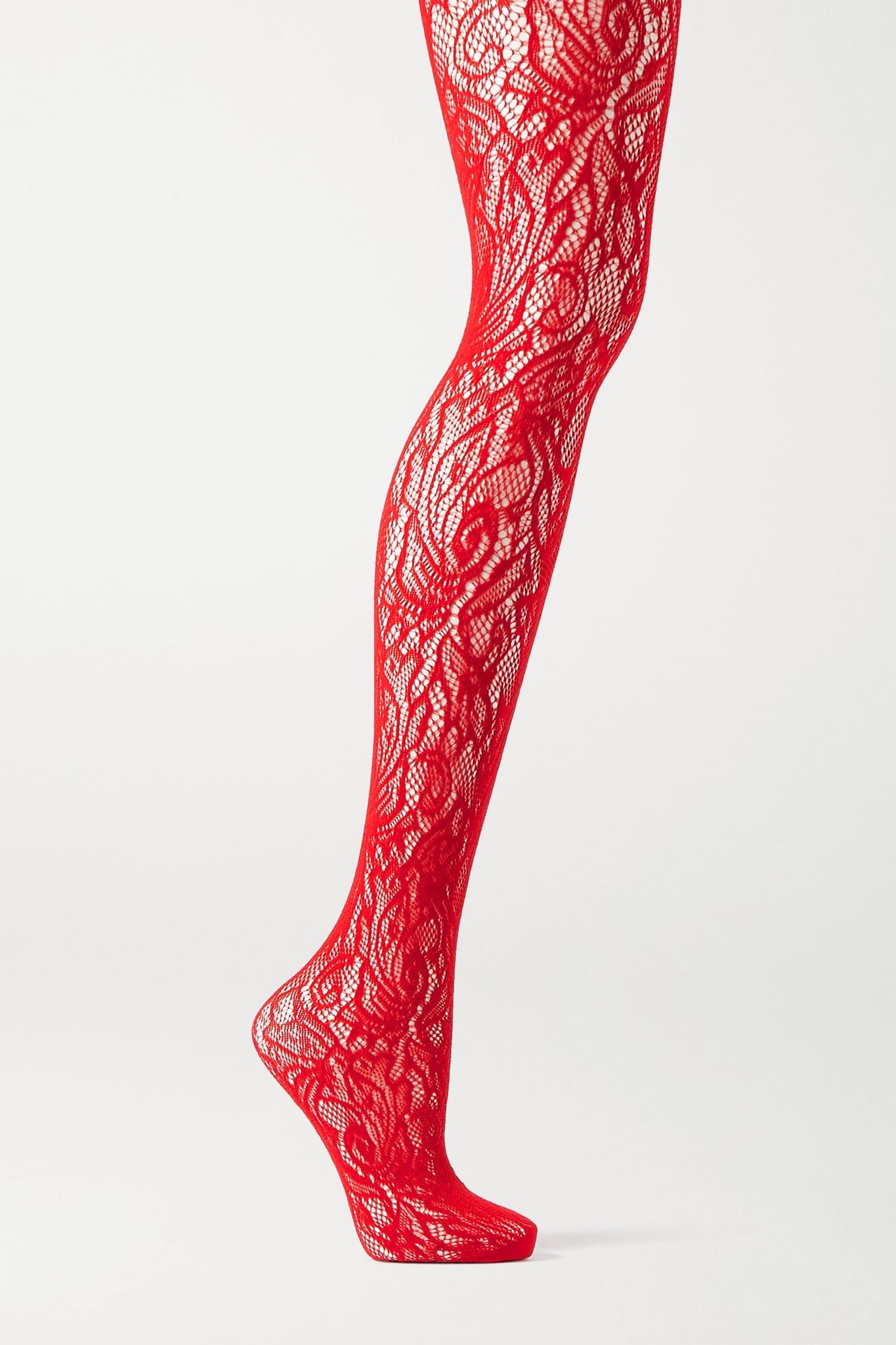 Floral stretch-lace tights - 1