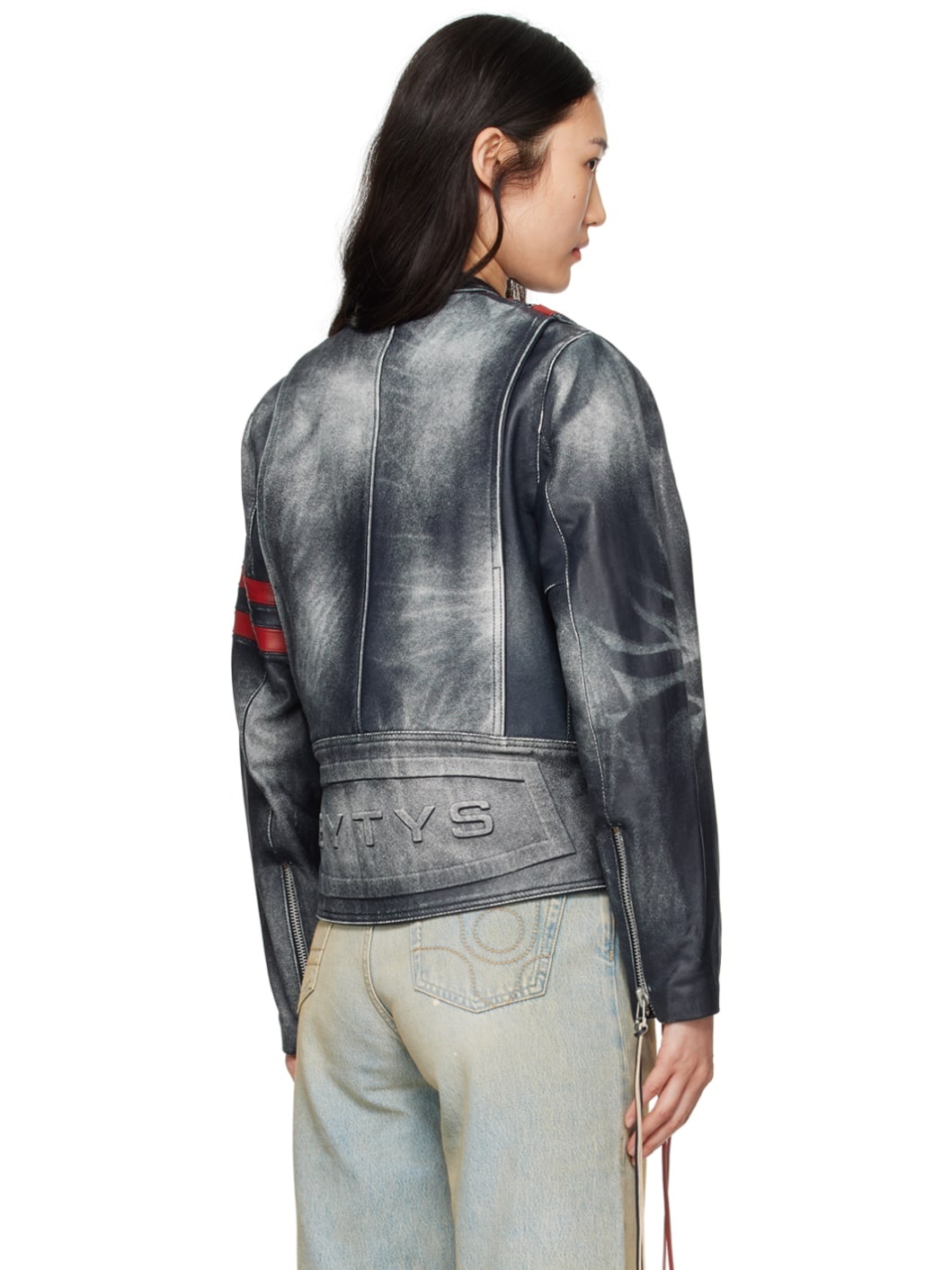 Navy Damon Leather Jacket - 3