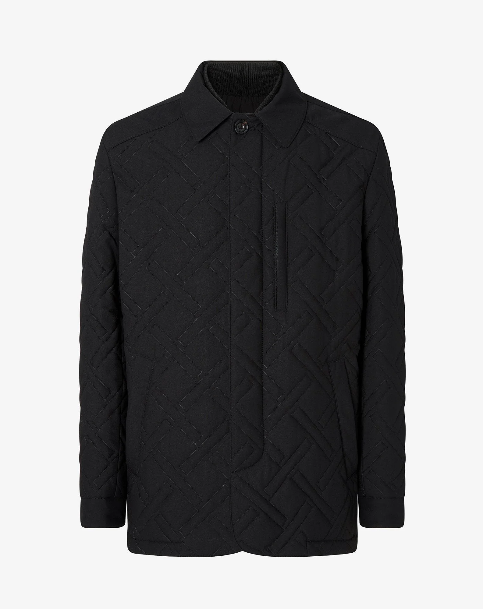 Black technical fabric caban coat with detachable vest - 1