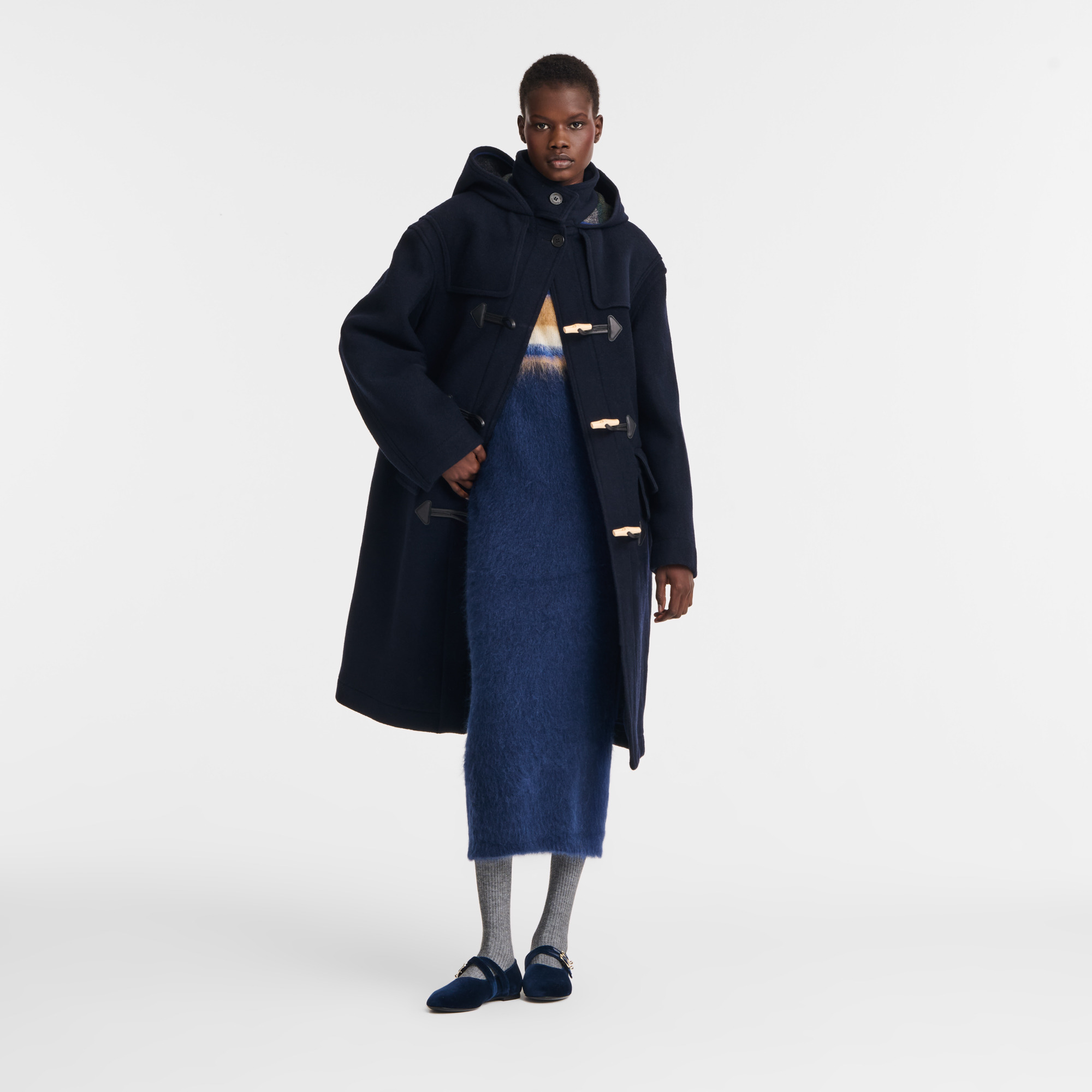 Duffle Coat Navy - Double-faced wool cloth - 2