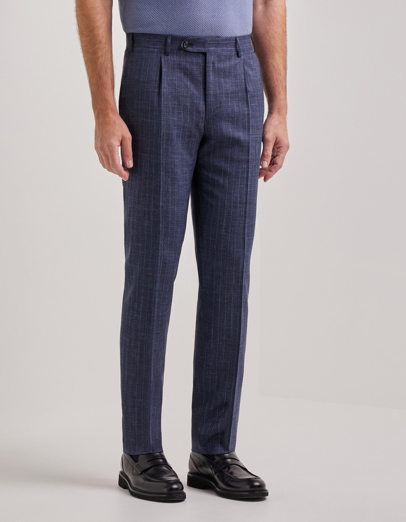 LIGHT BLUE DENIM-EFFECT WOOL REGULAR-FIT SUIT 84