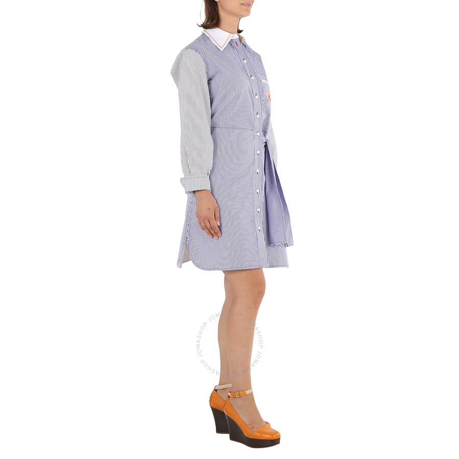 Chloe Ladies Blue / White Striped Shirt Dress - 5