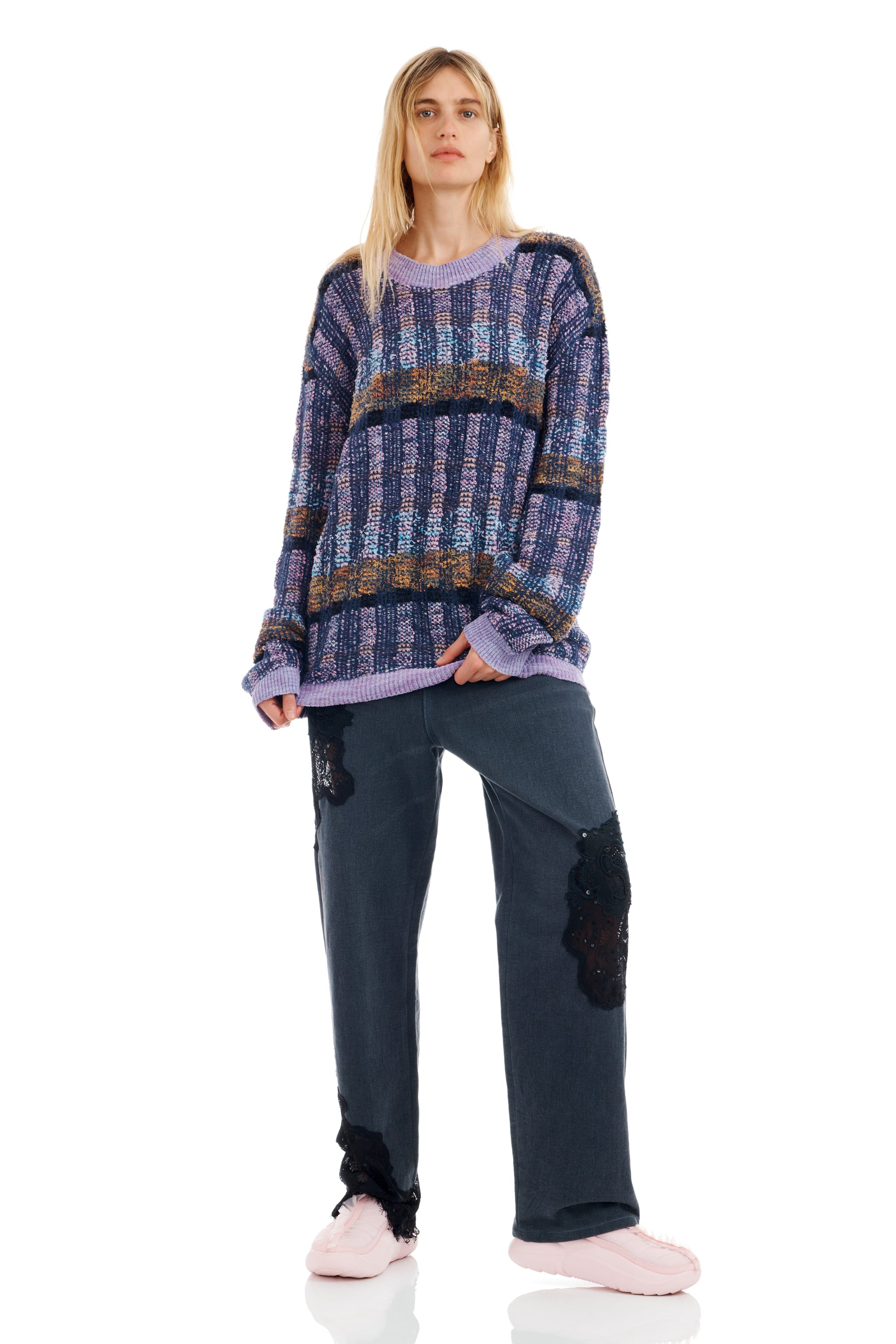 VITELLI PURPLE PLAID WOOLLY SWEATER - 2