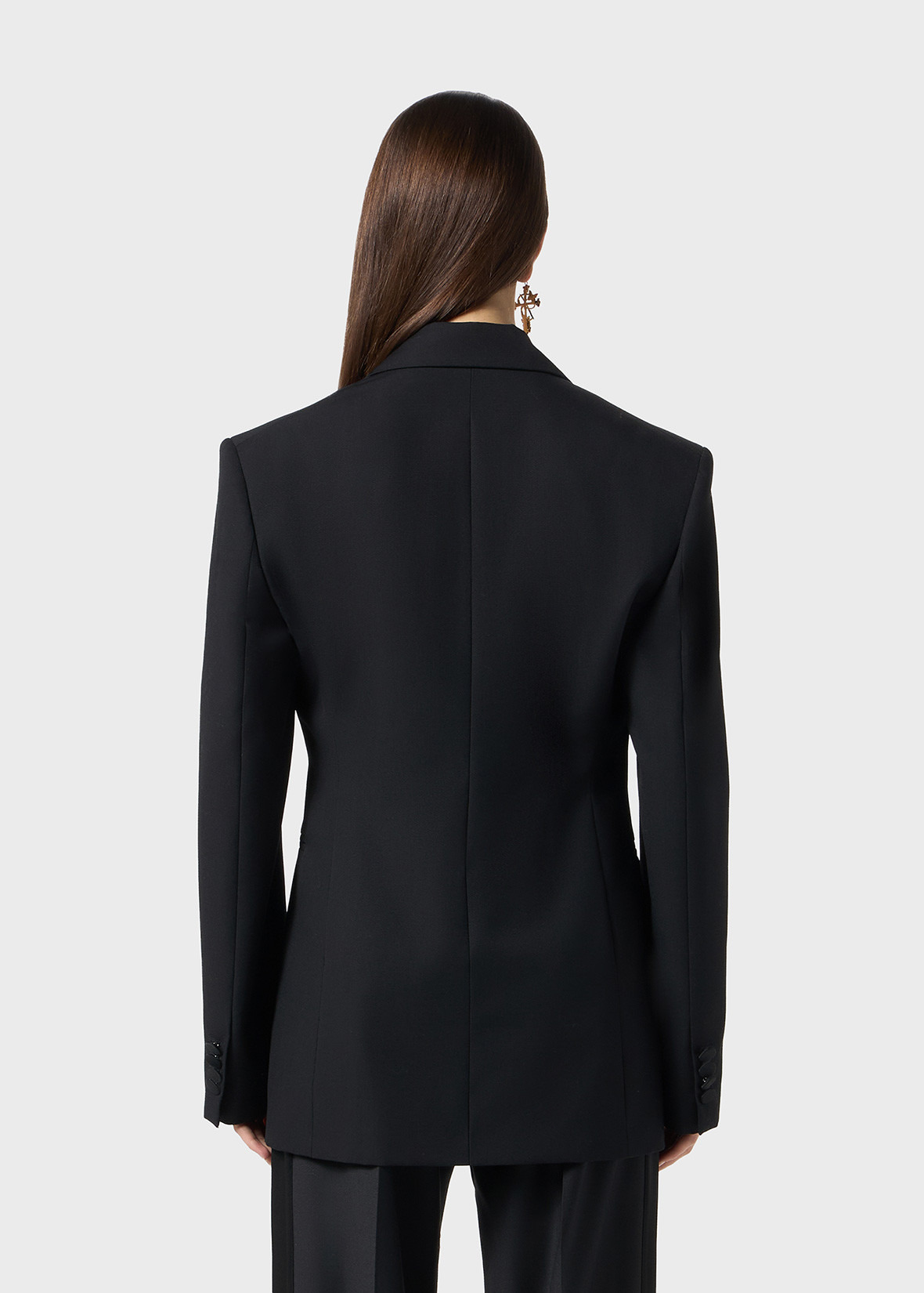 SINGLE-BREASTED JACKET IN GRAIN DE POUDRE WOOL - 4