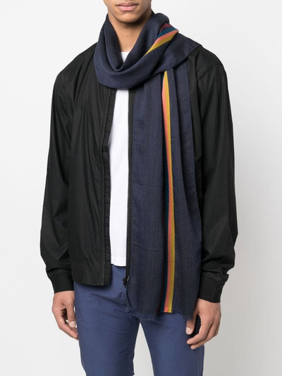 Paul Smith striped virgin wool-blend scarf outlook