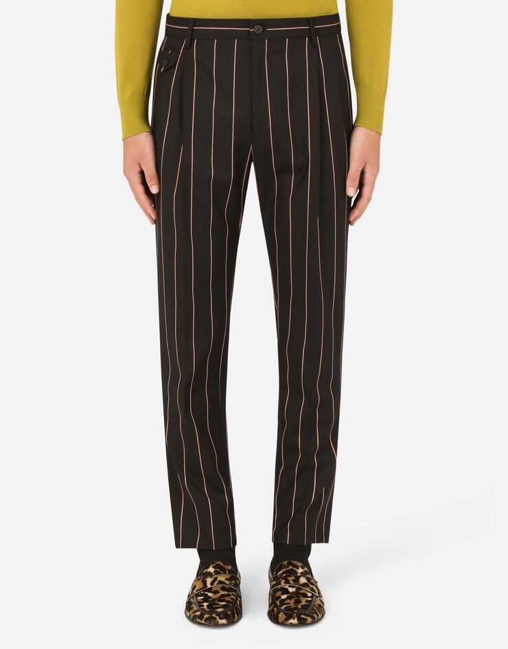 Pinstripe stretch wool pants - 1