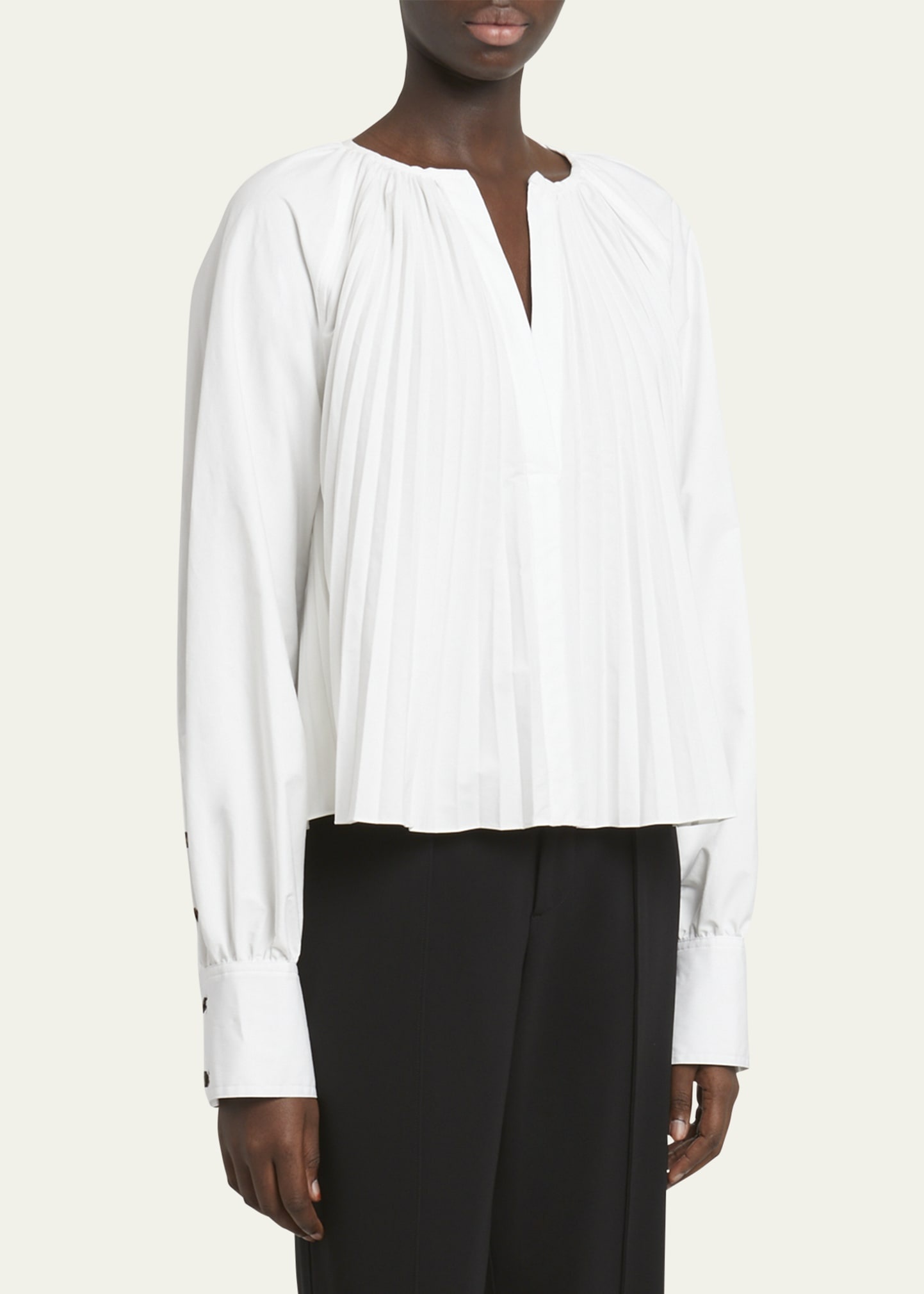 Monica Compact Poplin Pleated Blouse - 4