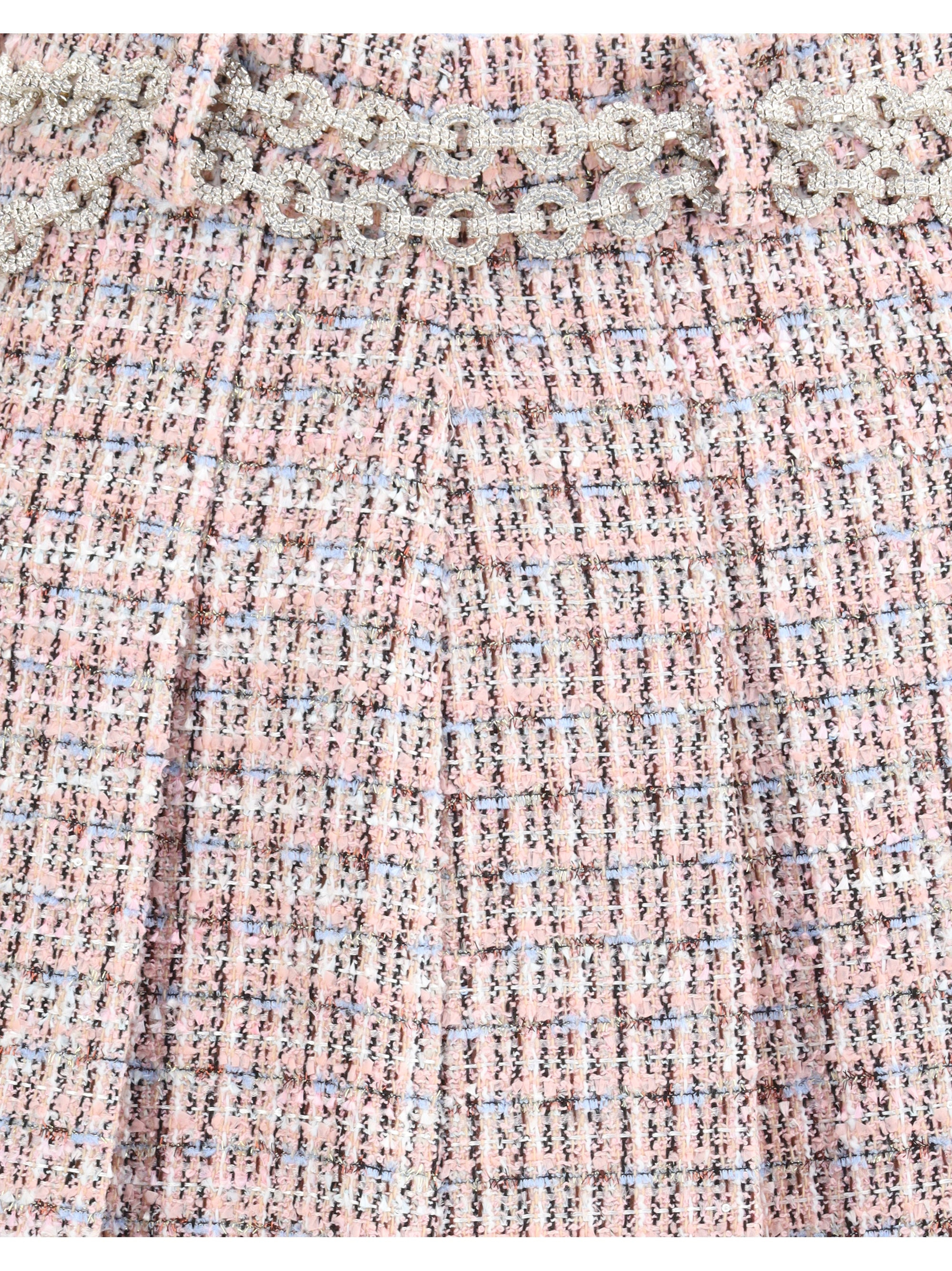 Self-Portrait Women Pink Boucle Crystal Belt Mini Skirt - 3