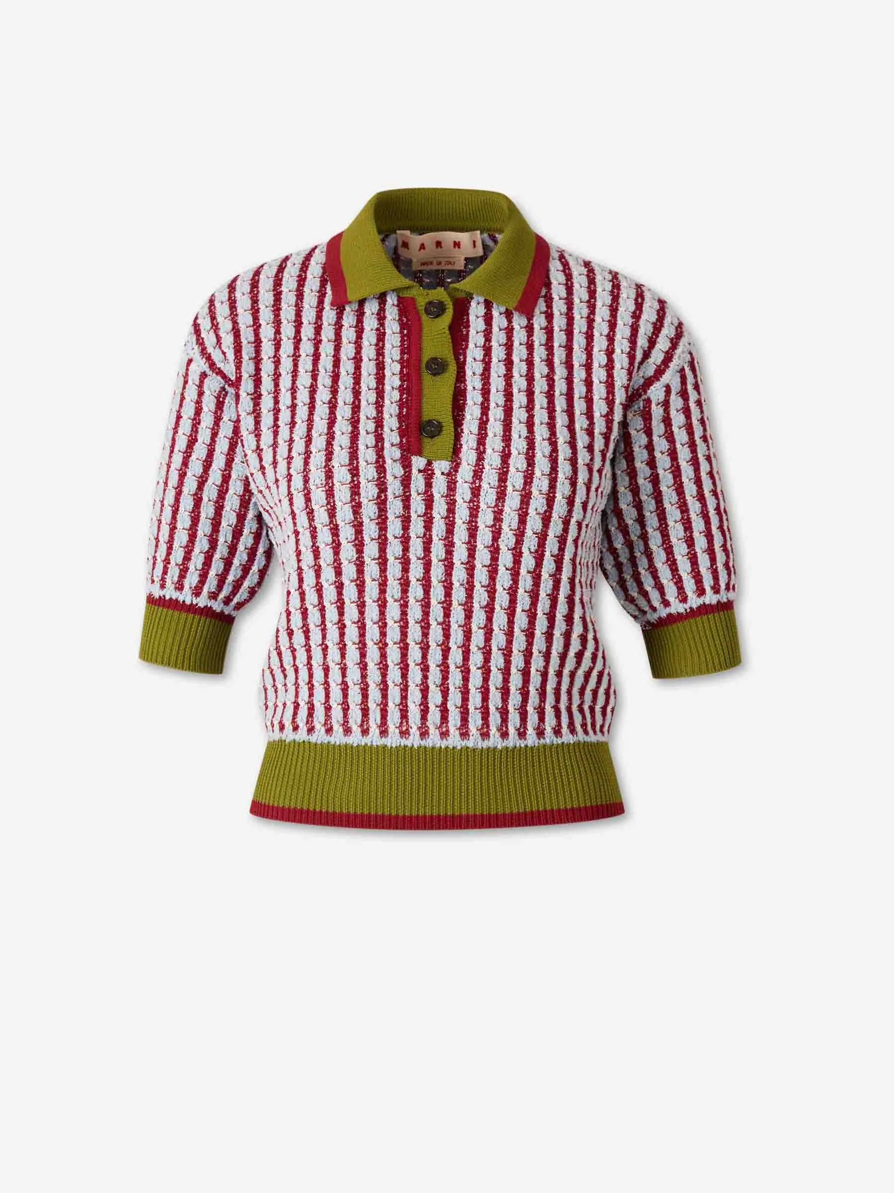 CHECKERED KNIT POLO SHIRT - 1