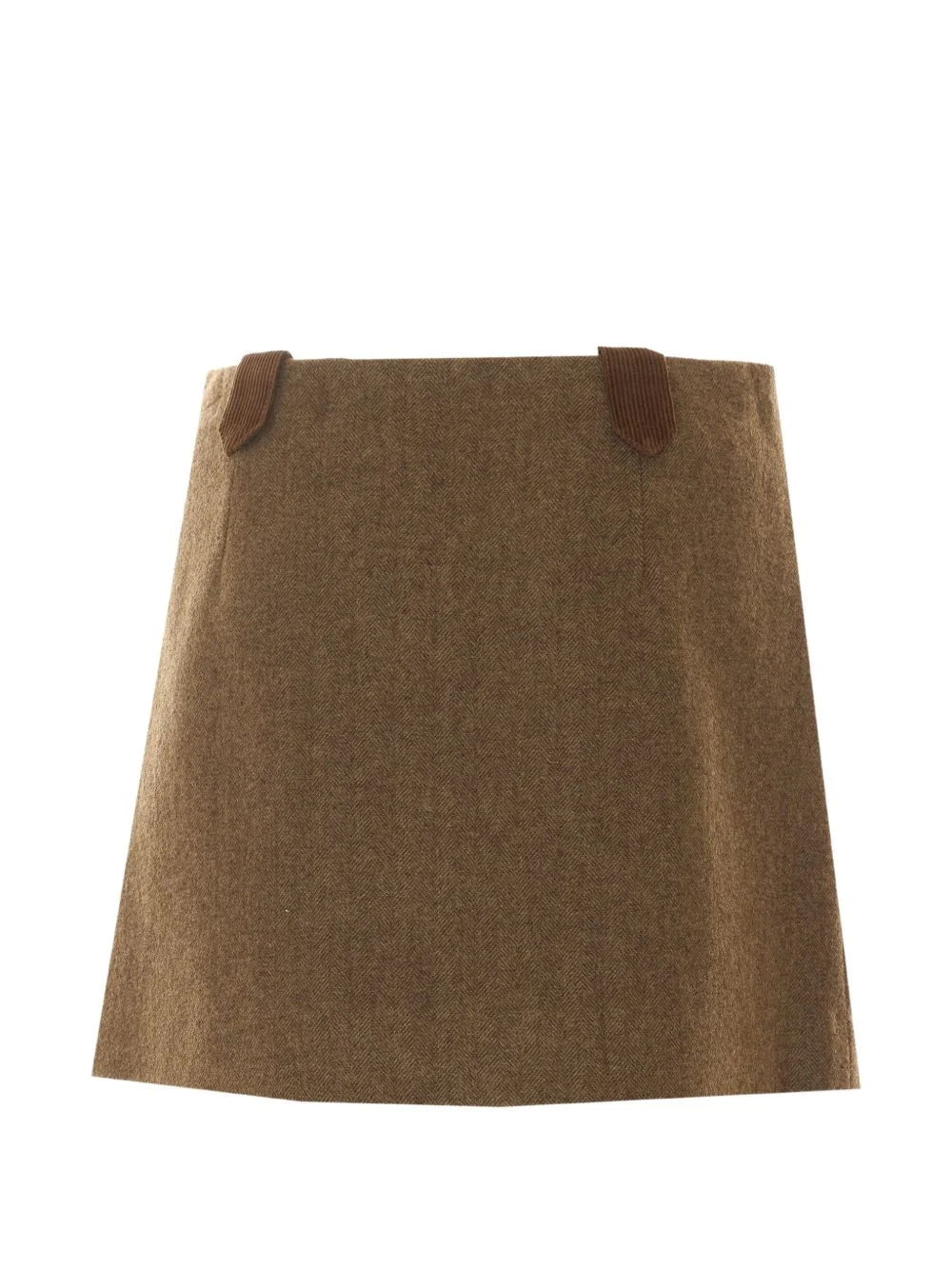 herringbone-weave button-detail mini skirt - 1