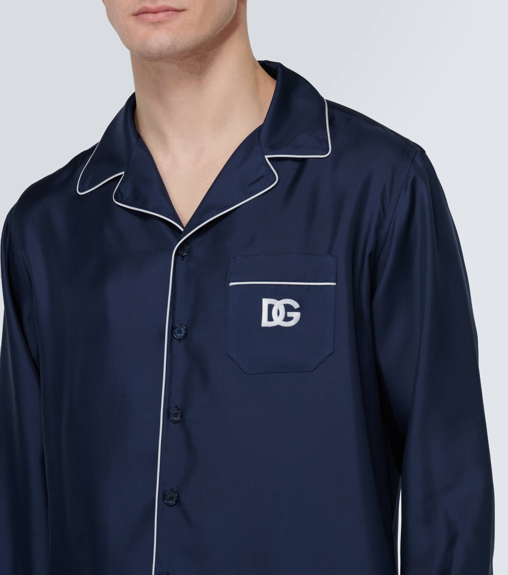 Embroidered silk pajama shirt - 5
