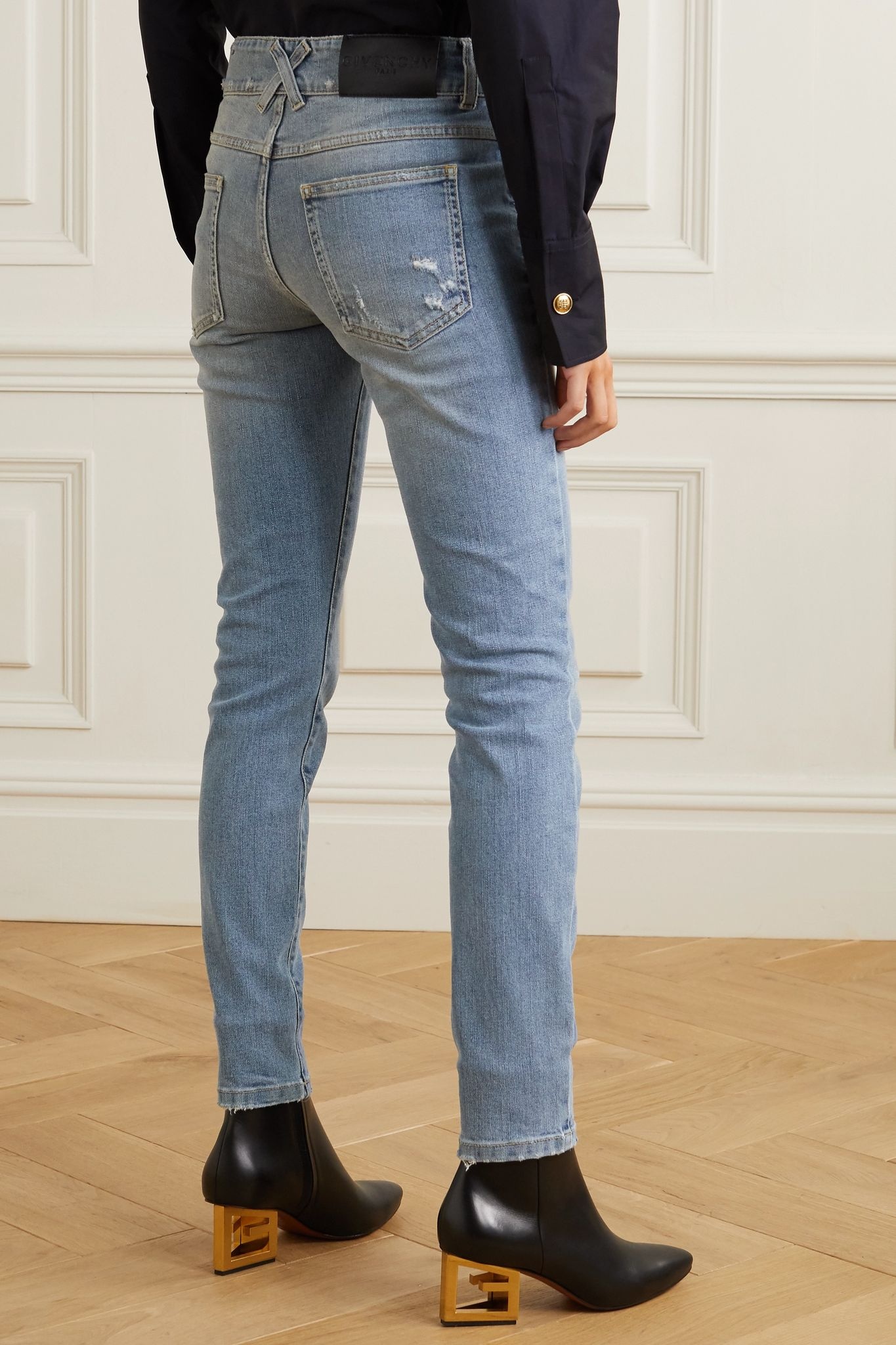 Distressed mid-rise skinny jeans - 4