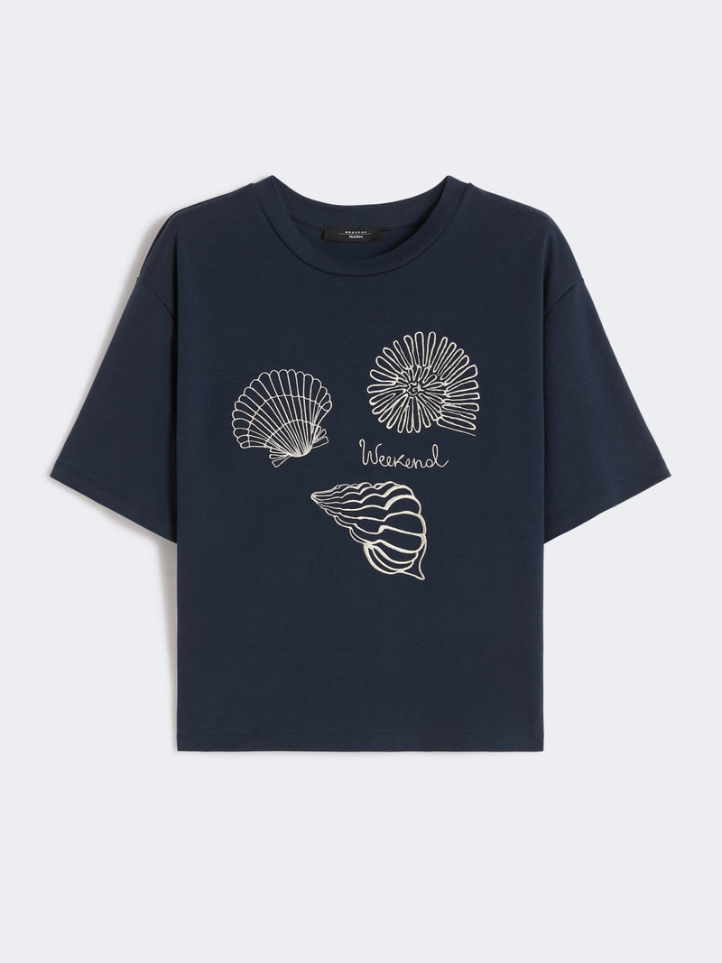 SABATO Printed cotton jersey T-shirt - NAVY 1