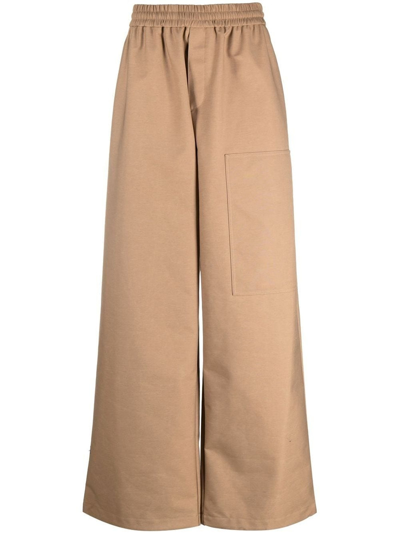 logo-embossed wide-leg trousers 1