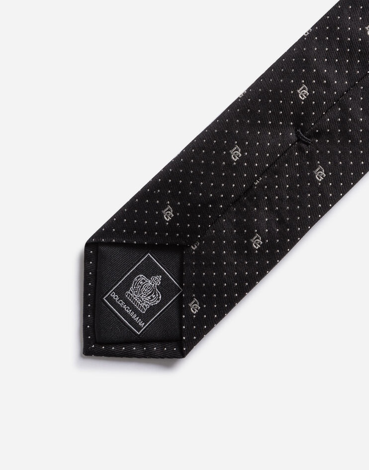 Silk blade tie with polka-dot design and DG logo (6 cm) - 4