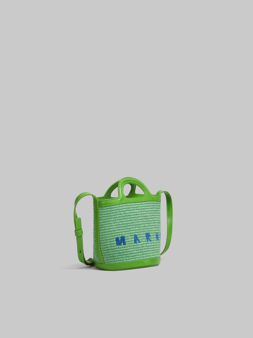 TROPICALIA SMALL BUCKET BAG IN GREEN LEATHER AND RAFFIA-EFFECT FABRIC - 6