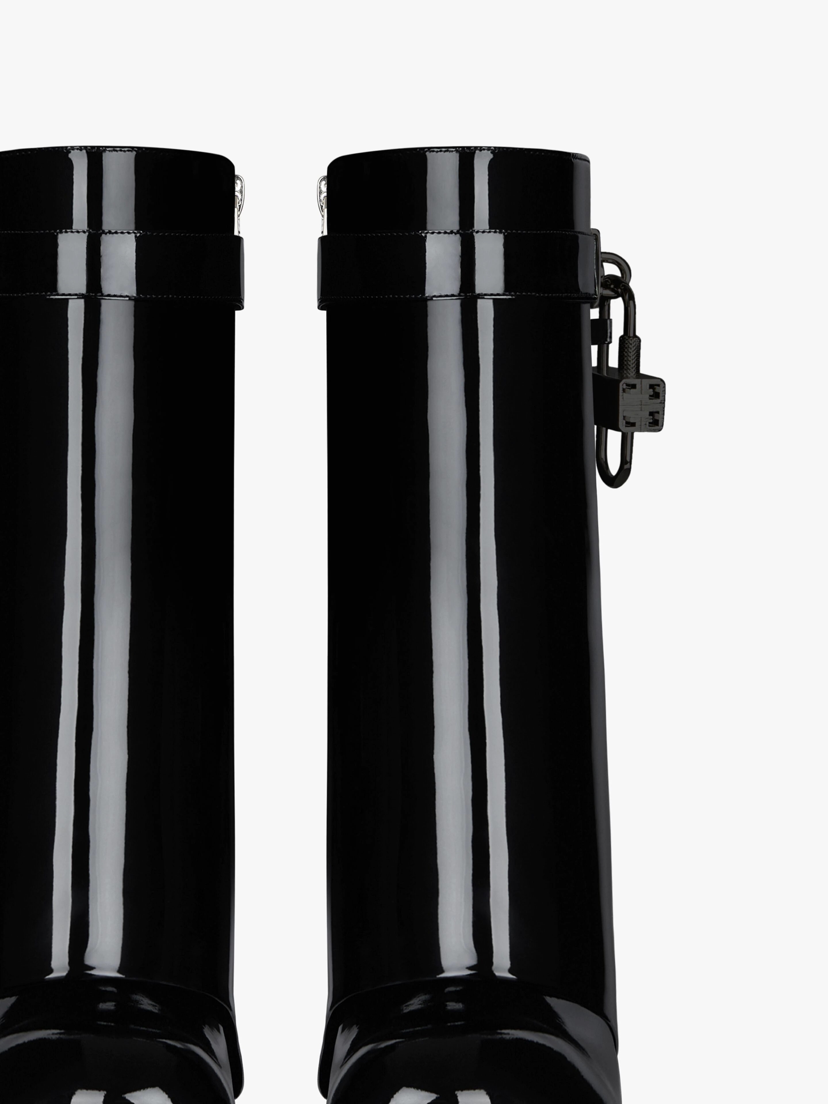 SHARK LOCK BIKER ANKLE BOOTS IN PATENT LEATHER - 6
