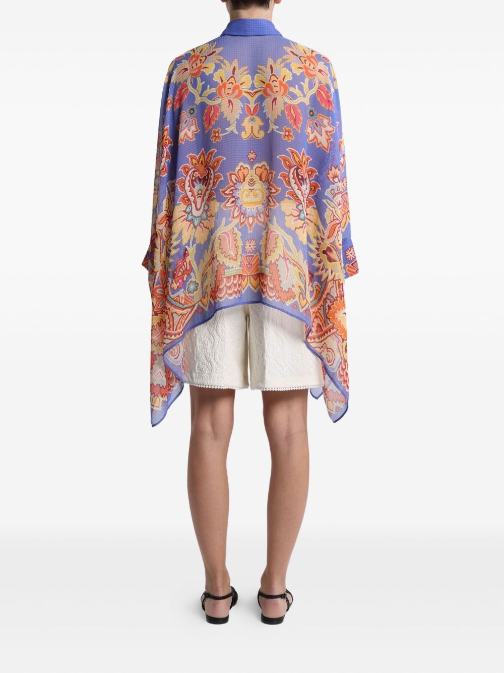 floral-print poncho shirt - 4