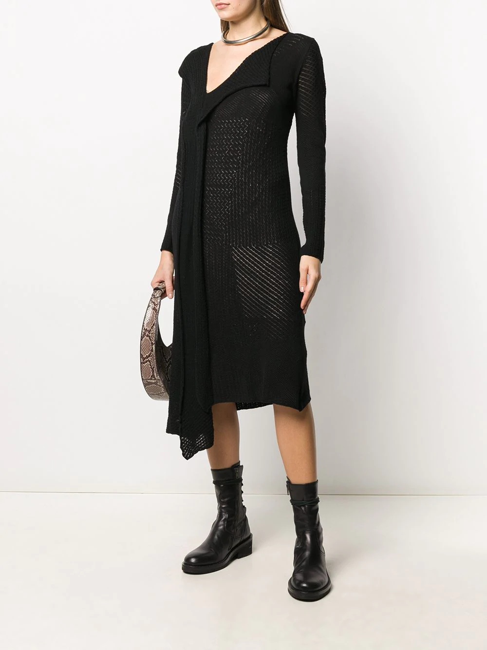 asymmetric hem knitted dress - 2