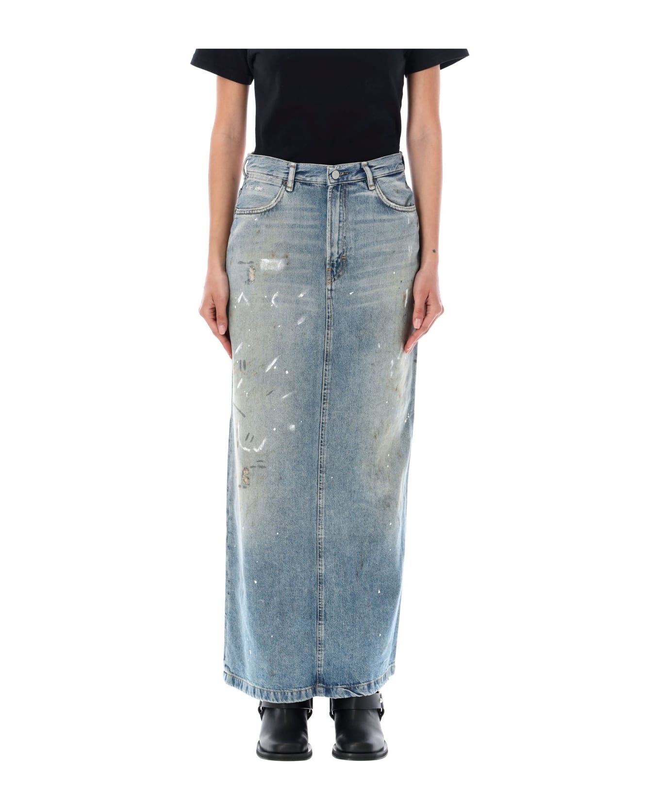 Light Blue Denim Midi Skirt - 1