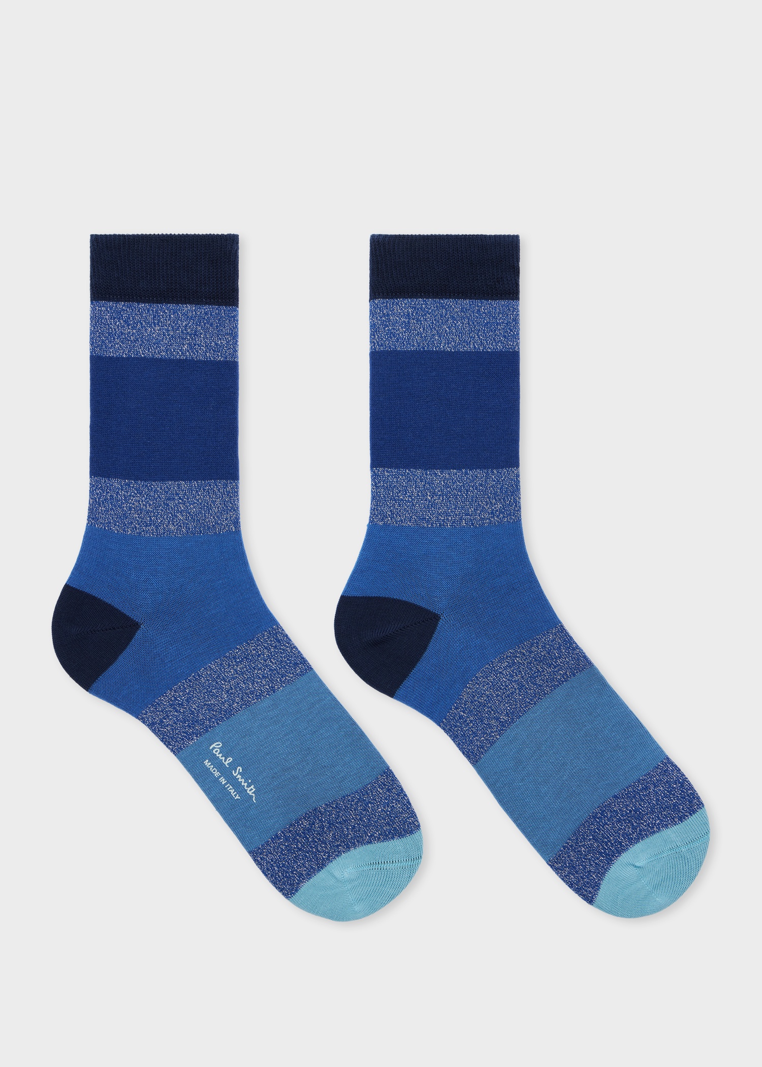 Women's Blue Ombre Stripe Glitter Socks - 2