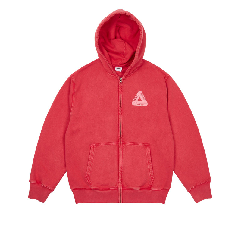 PIGMENT WASH TRI-FERG ZIP HOOD RED - 1
