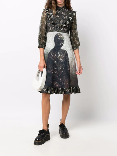UNDERCOVER frilled butterfly print dress outlook