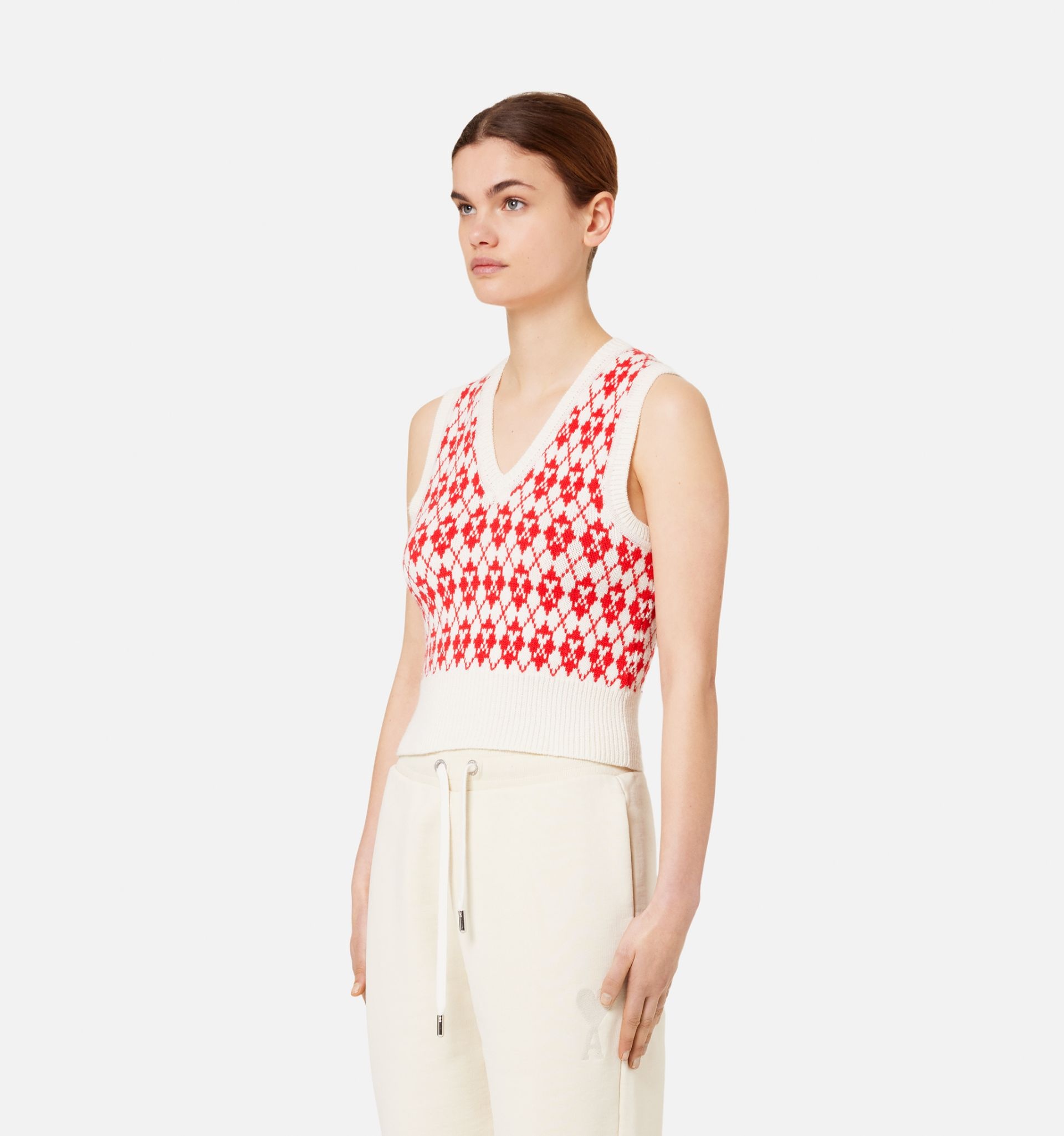 Jacquard V Neck Sweater - 4
