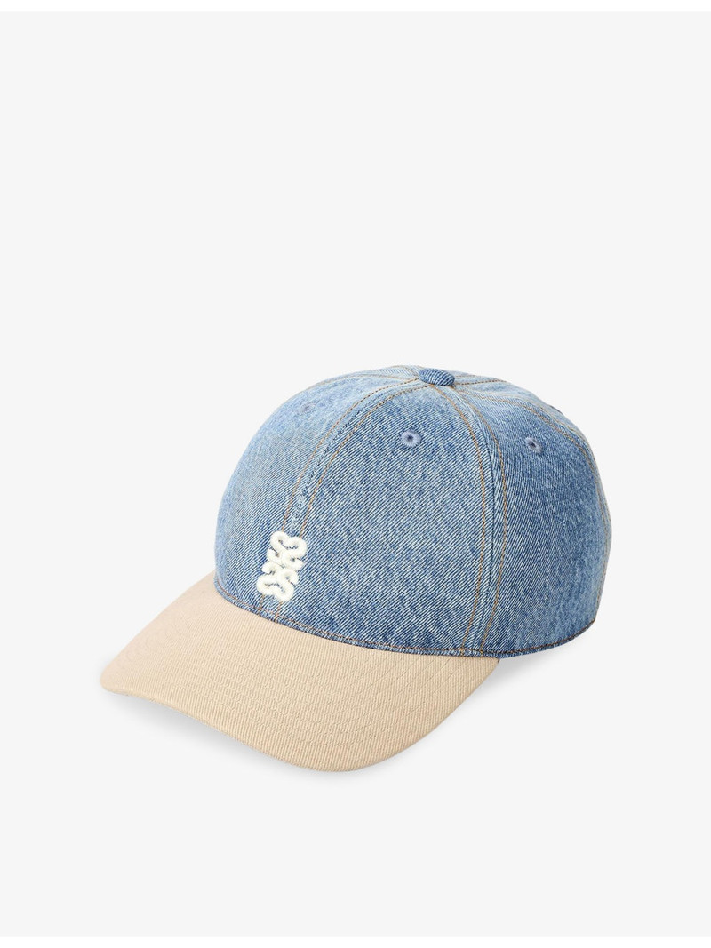 Sandro Logo-Embroidered Denim And Canvas Baseball Cap outlook