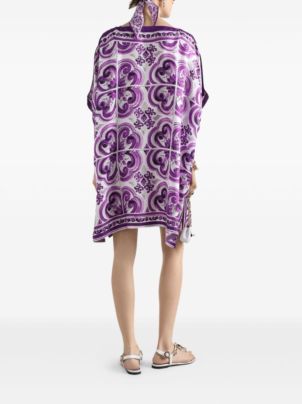 Maiolica print silk kaftan - 5