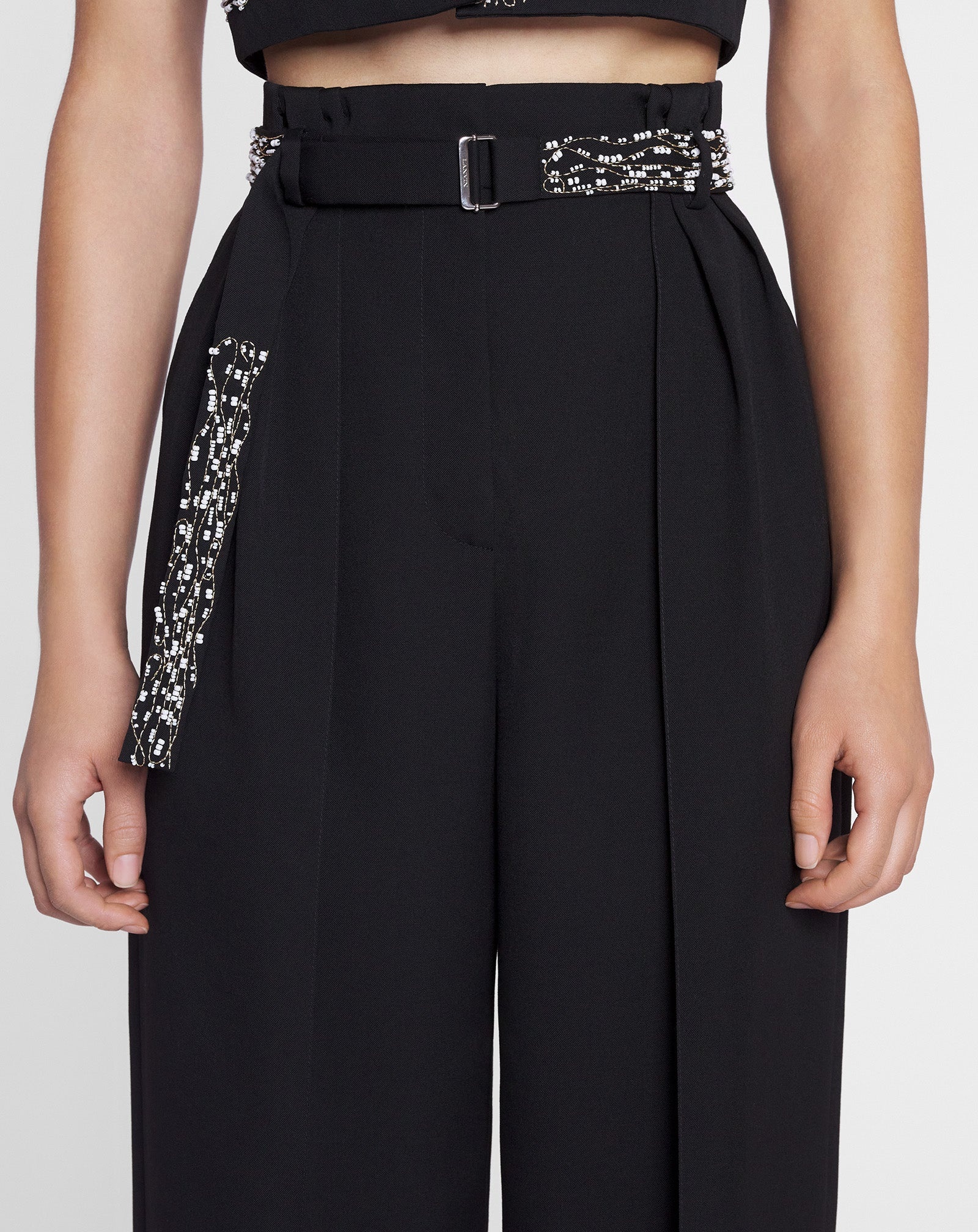 EMBROIDERED WIDE-LEG PANTS - 5