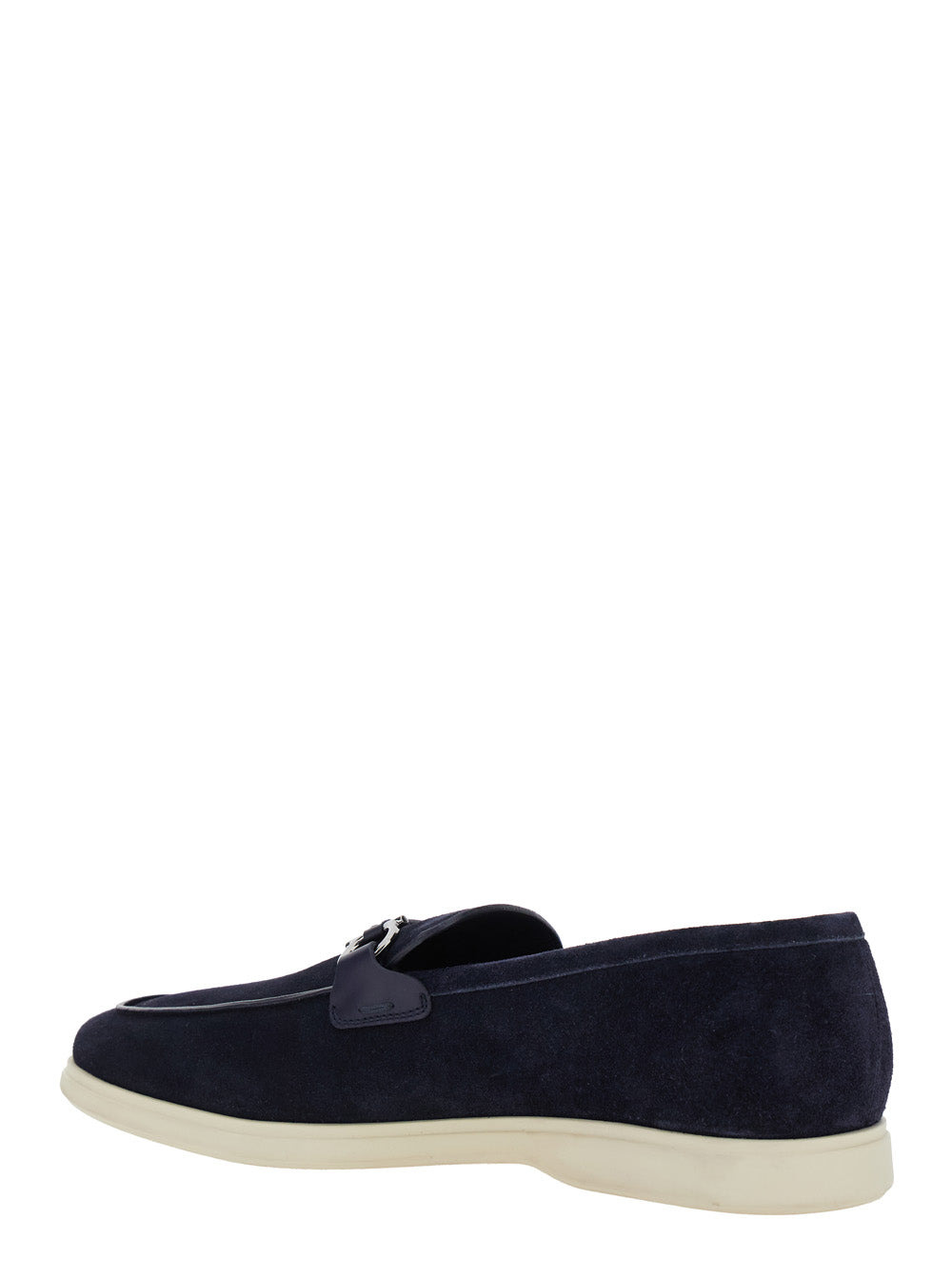 Ferragamo Men 'Cosimo' Blue Loafers With Metallic Hooks On The Front In Suede Man - 3