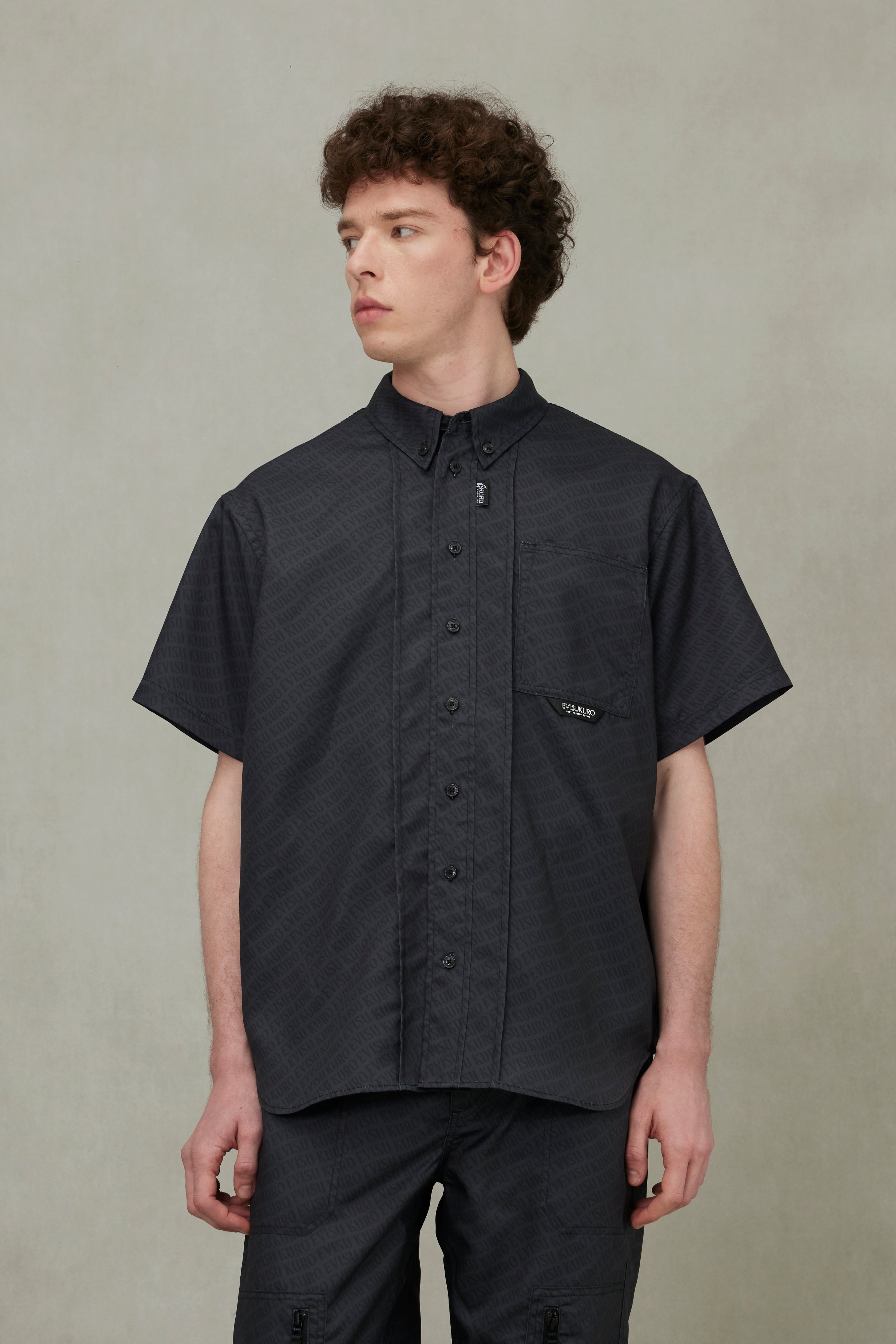Allover Logo Print Loose Fit Short Sleeves Shirt - 5