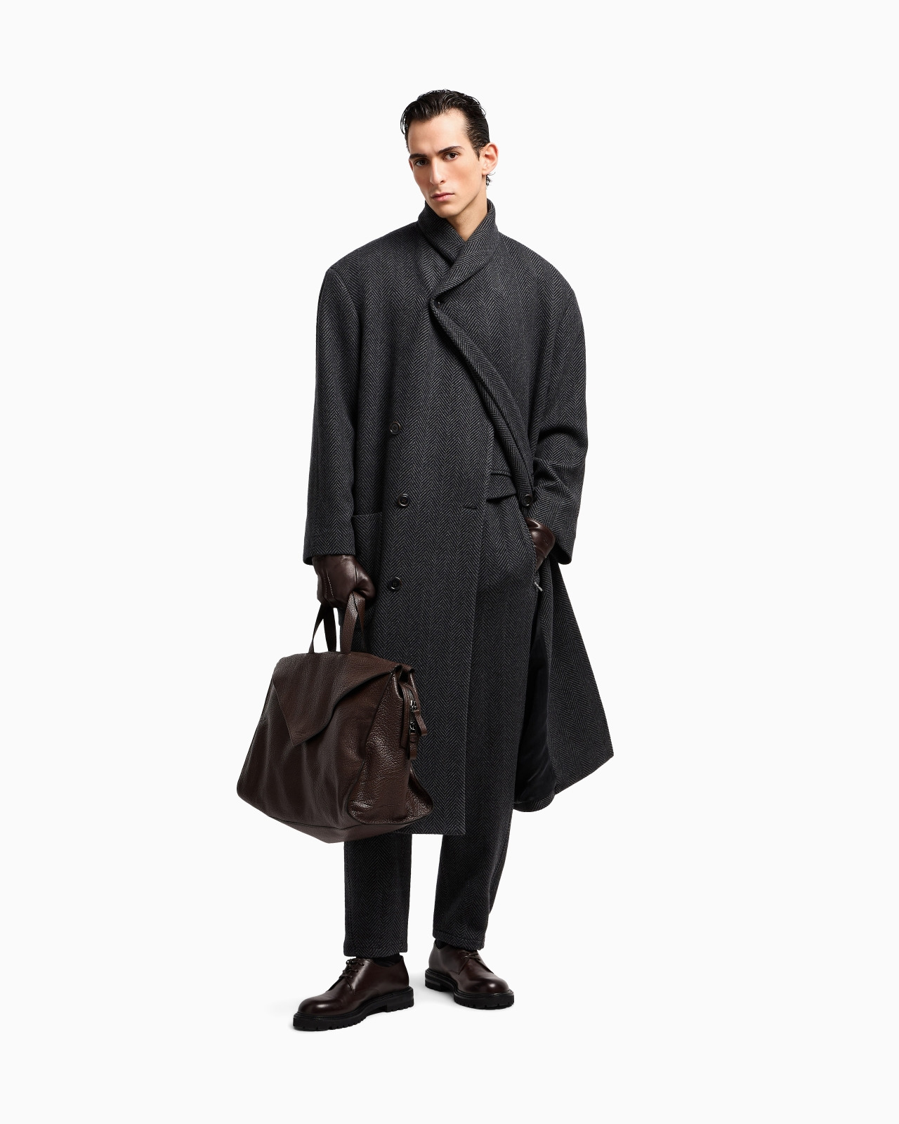 COAT IN CHEVRON CASHMERE CLOTH - 2