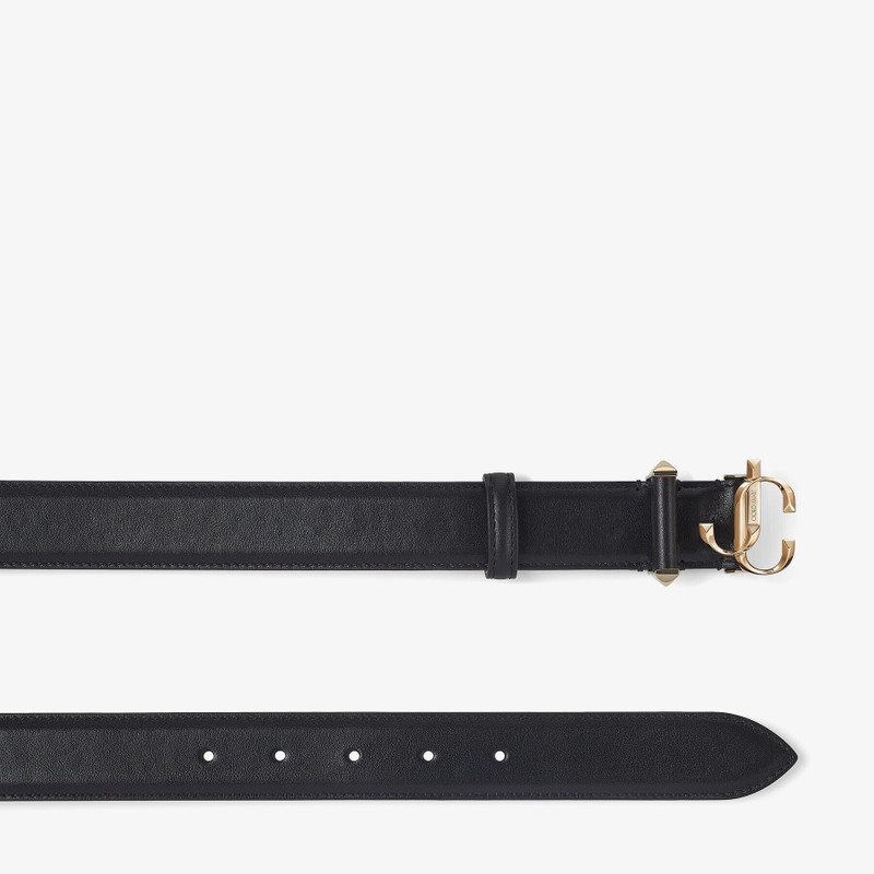 JIMMY CHOO JC-Bar Belt
Black Soft Shiny Calf Leather Belt with Light Gold JC Emblem outlook