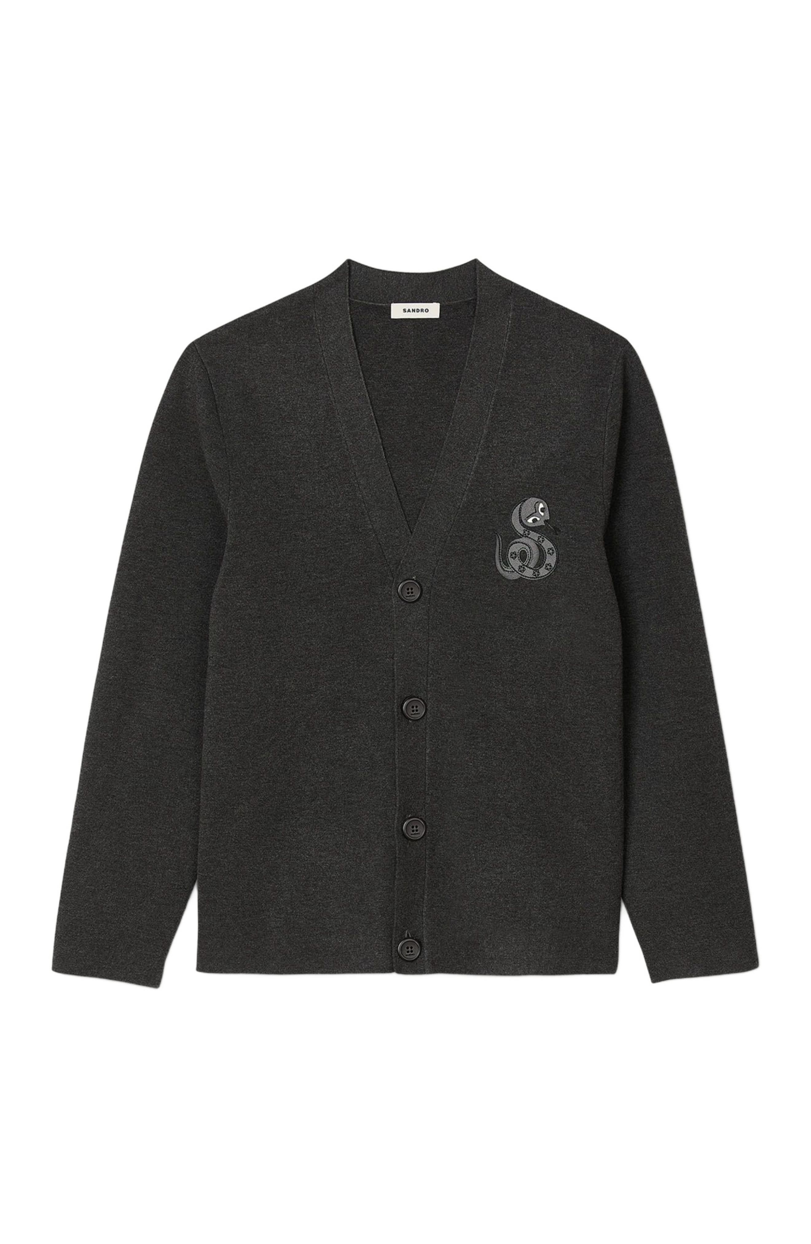 SANDRO Cardigan with snake detail in Lime at Nordstrom - 4