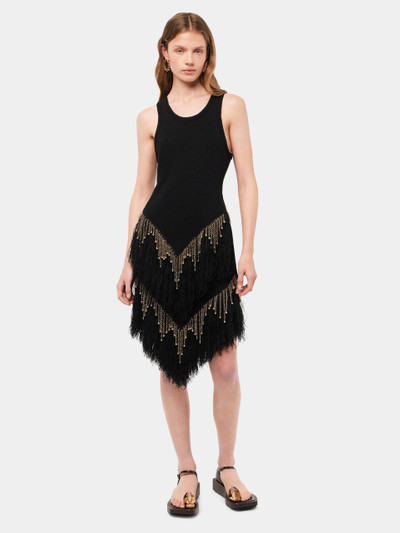 Paco Rabanne BLACK WOVEN SKIRT WITH KNITTED BEADS AND FEATHERS outlook